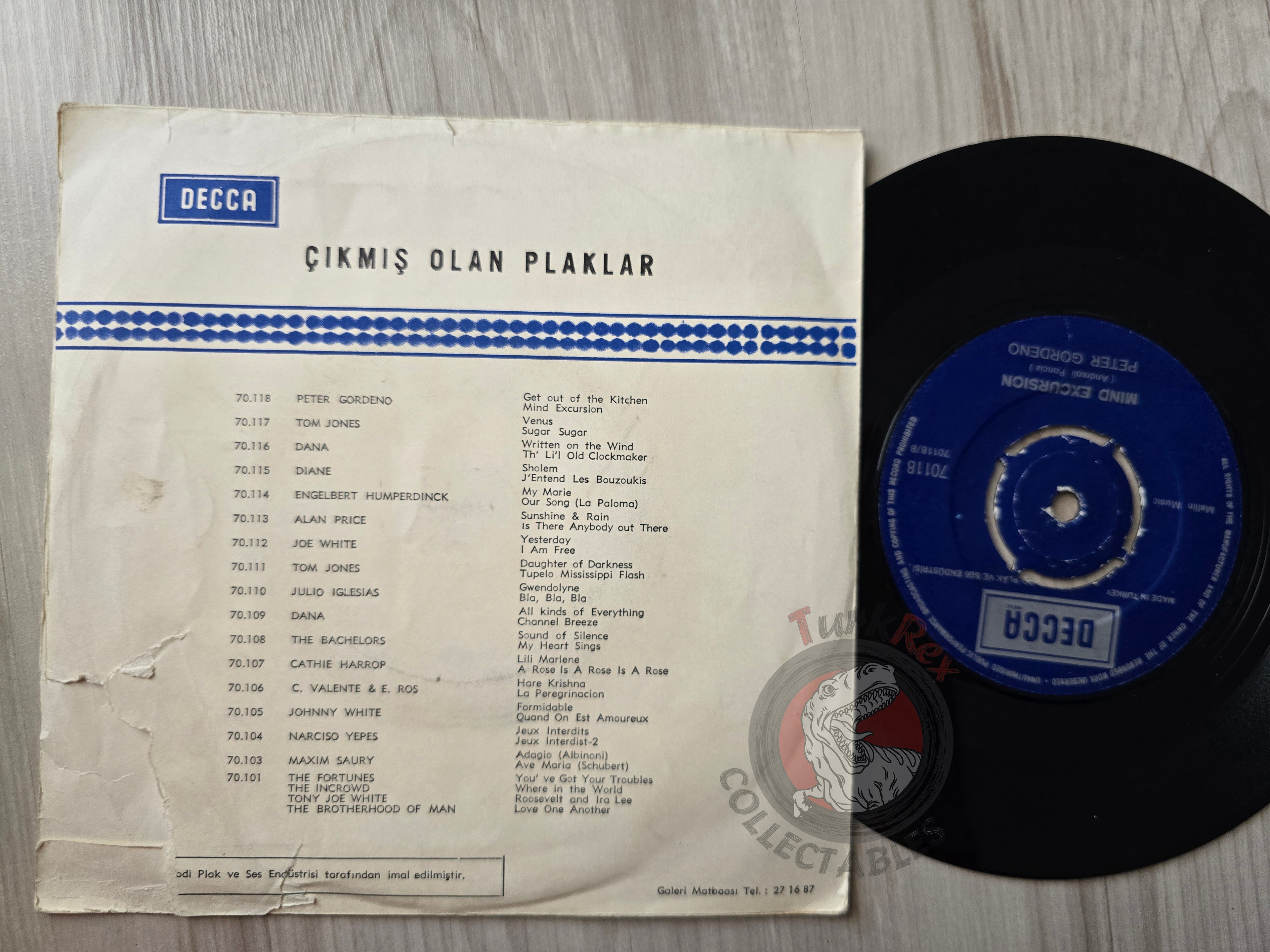 Peter Gordeno – Get Out Of The Kitchen 7" Turkish Pressing Vinyl Turkey Edition Blue