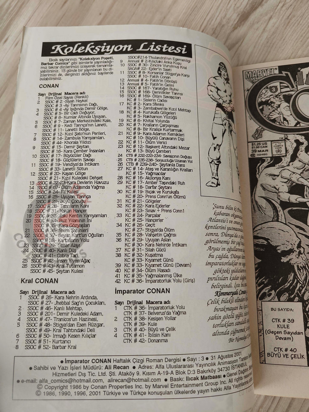 Imparator Conan #3 Conan the King #40 Turkish Comic Turkey