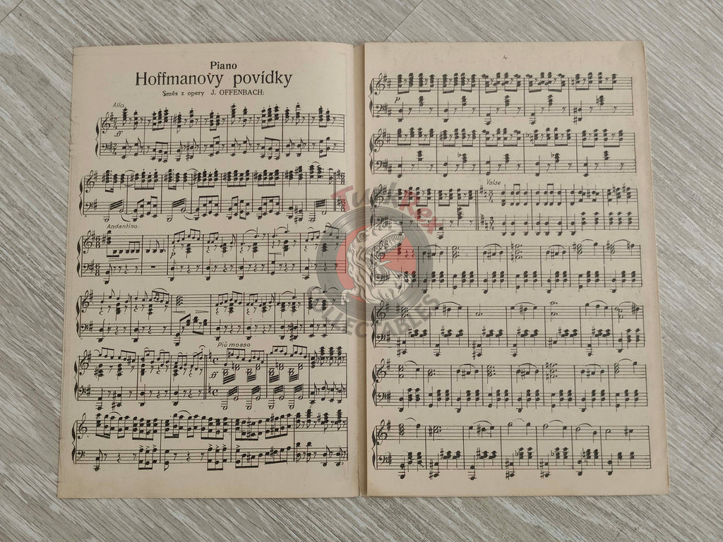 Jacques Offenbach – Hoffmannovy Povídky (Hoffmann’s Tales) Vintage Musical Notes Sheet Czech