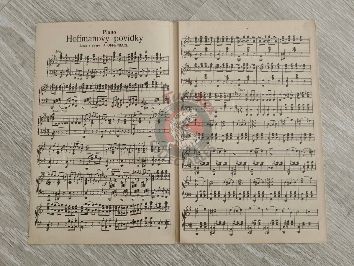 Jacques Offenbach – Hoffmannovy Povídky (Hoffmann’s Tales) Vintage Musical Notes Sheet Czech