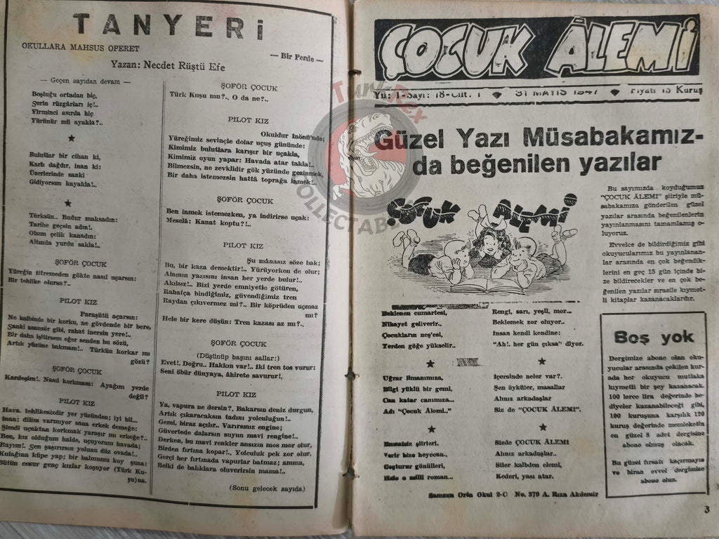 Çocuk Alemi #18 Captain Marvel Jr 1947 Don Winslow of the Navy Turkish Comic Turkey