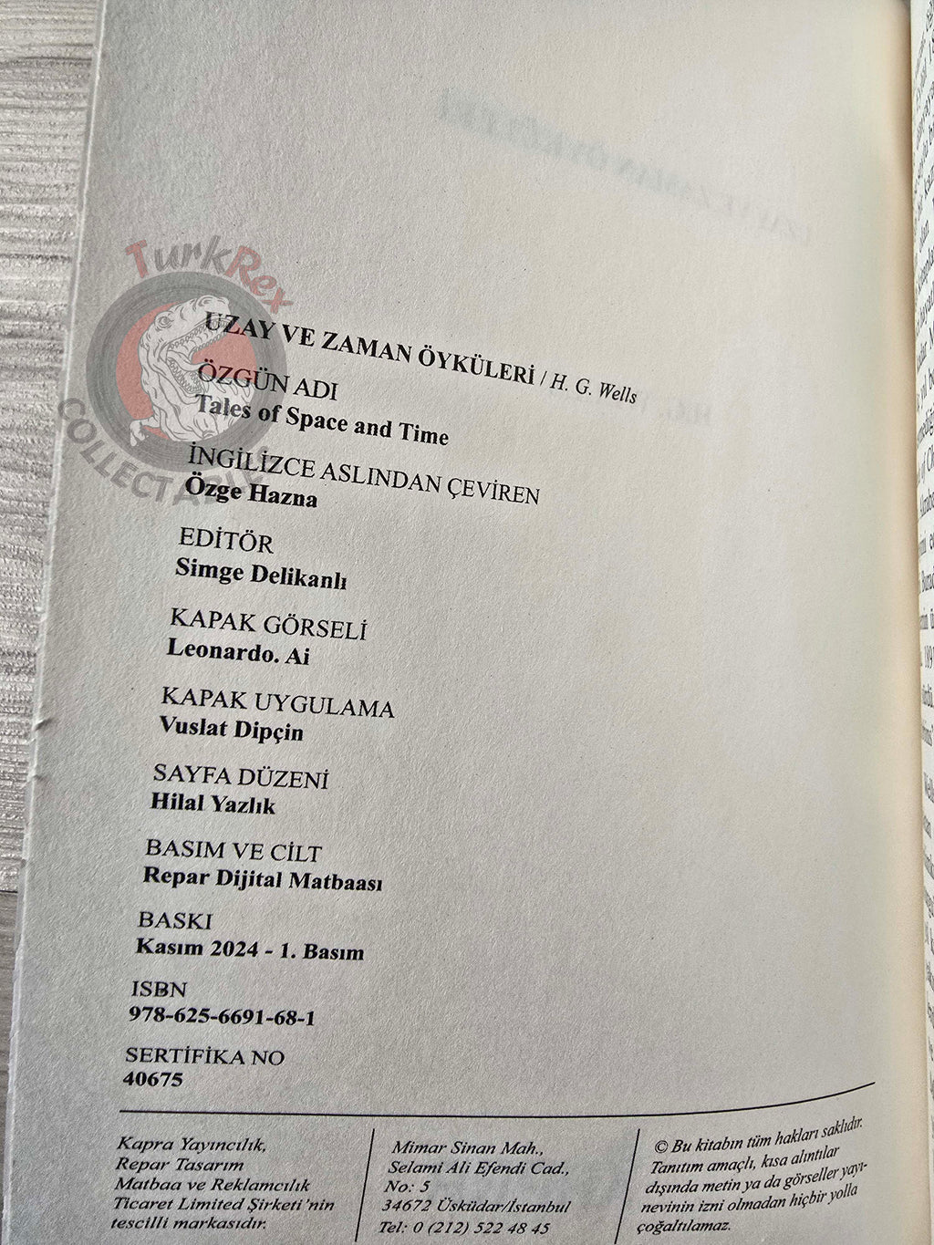 H. G. Wells – Tales of Space and Time Turkish Book Turkey