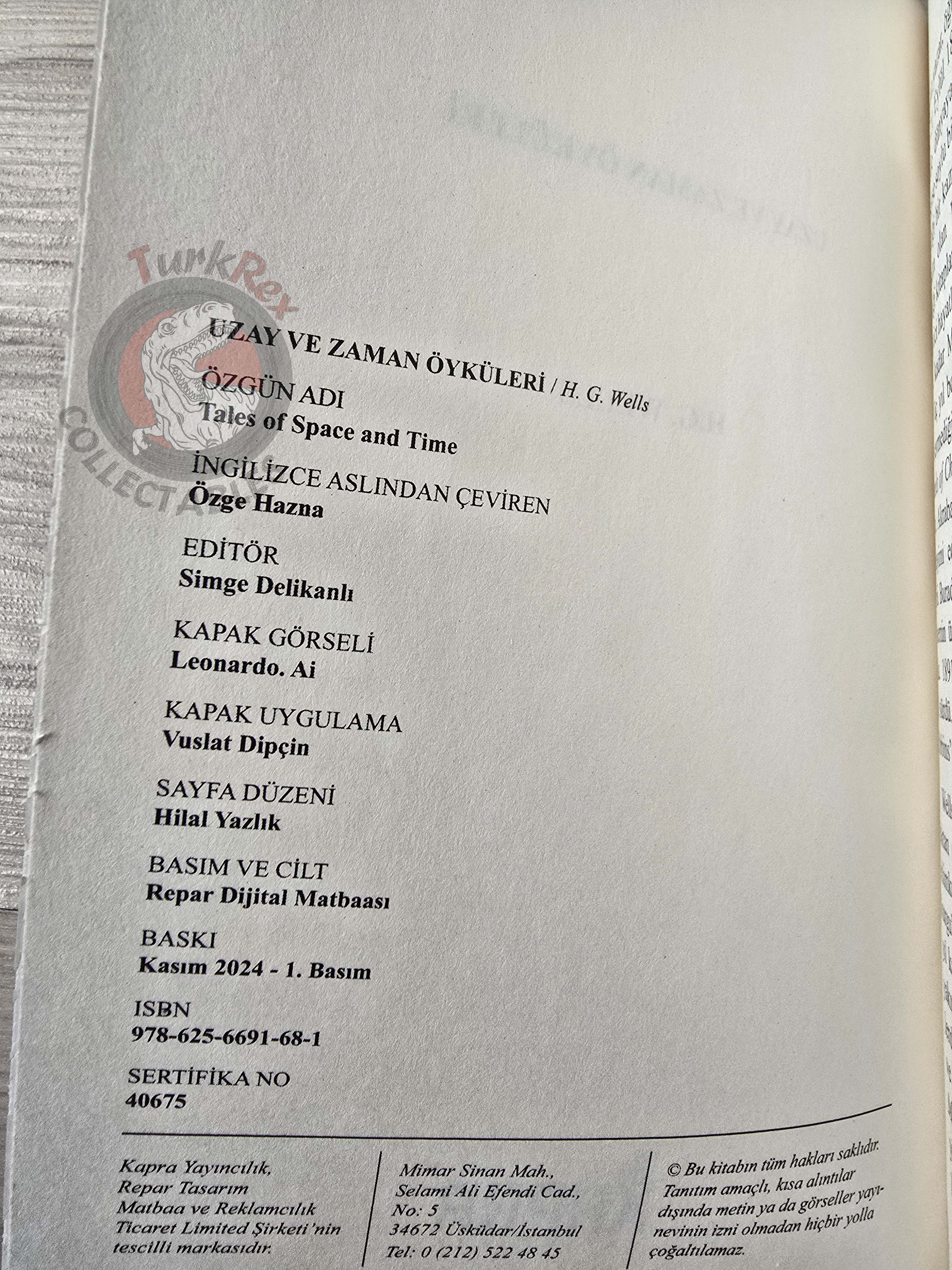 H. G. Wells – Tales of Space and Time Turkish Book Turkey