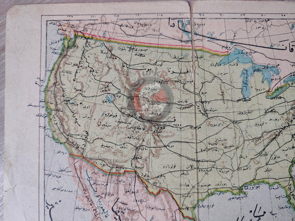 North America 1906 Ottoman Atlas Map Ottoman Empire USA Canada Mexico