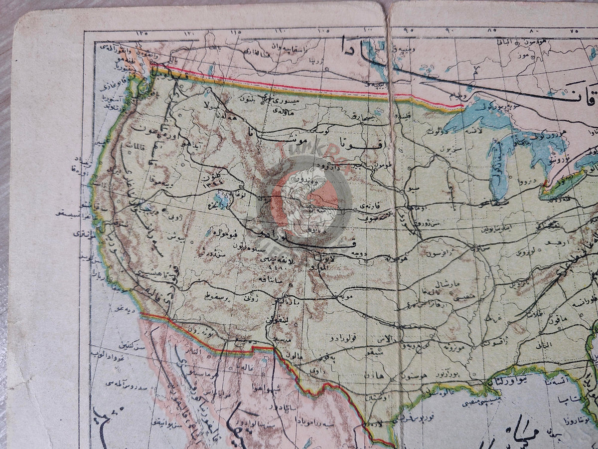 North America 1906 Ottoman Atlas Map Ottoman Empire USA Canada Mexico