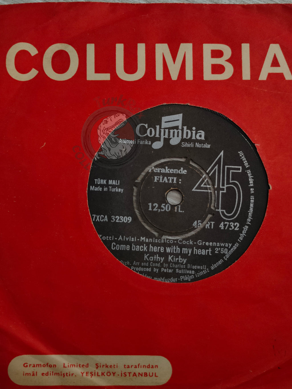 Kathy Kirby – Come Back Here With My Heart 7" Turkish Pressing Vinyl Turkey Edition