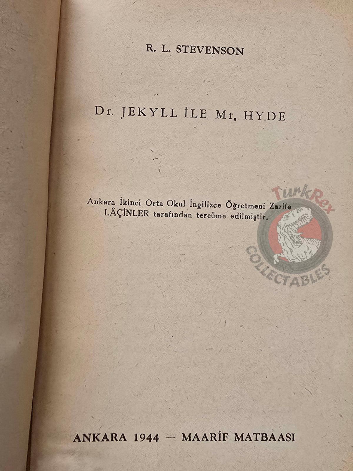 Robert Louis Stevenson – Dr Jekyll & Mr. Hyde 1944 Turkish Book Turkey