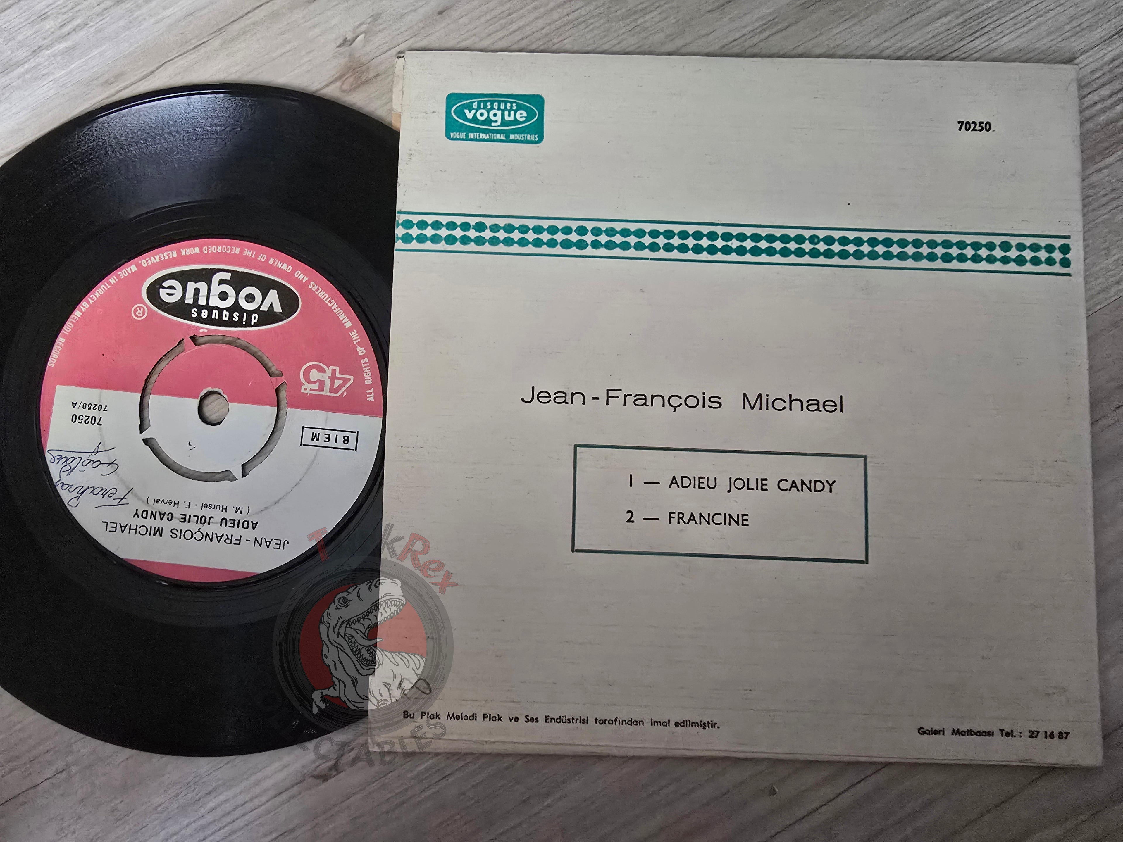 Jean-François Michael – Adieu Jolie Candy 7" Turkish Pressing Vinyl Turkey Edition 1
