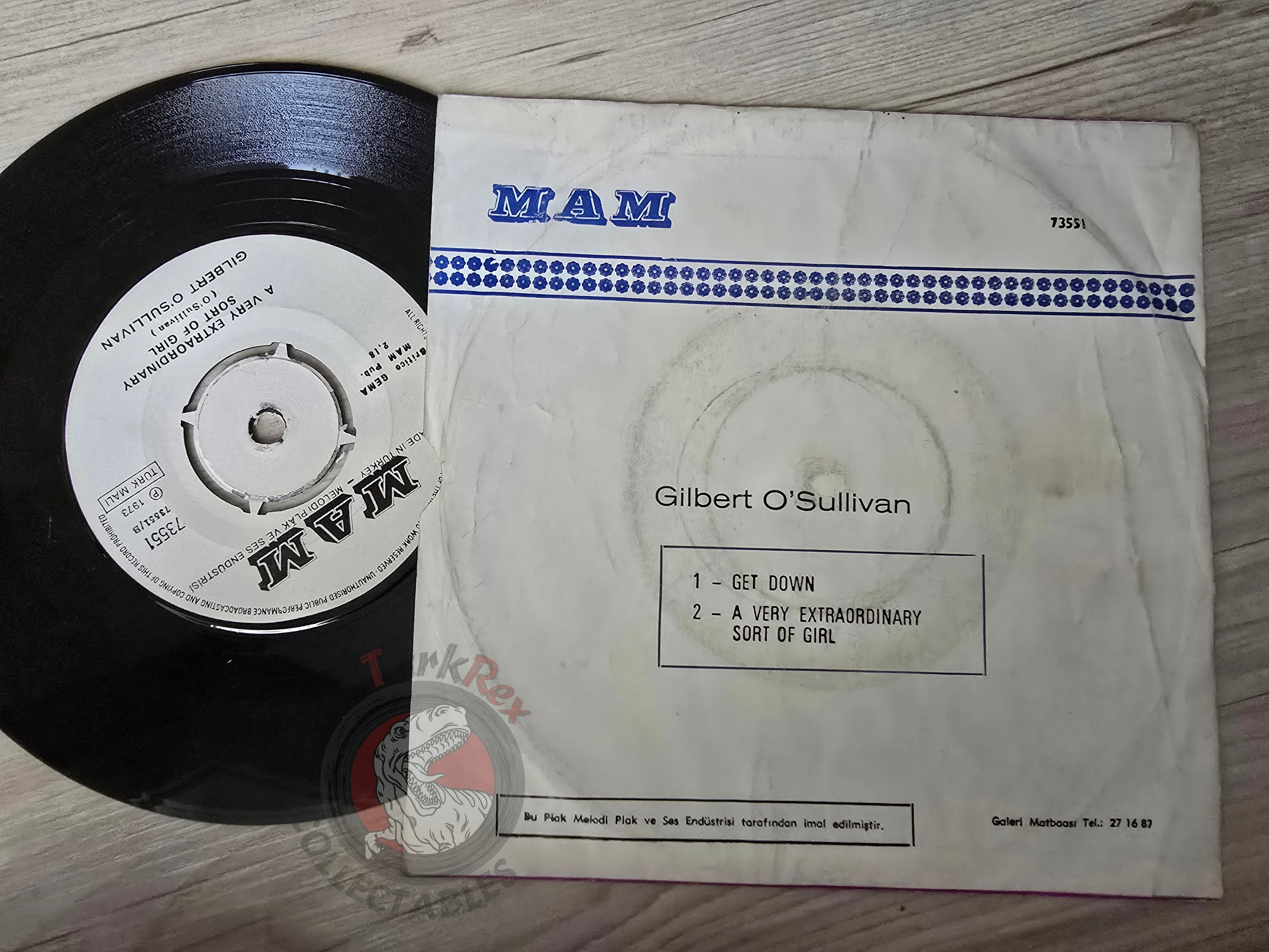 Gilbert O'Sullivan – Get Down 7" Turkish Pressing Vinyl Turkey Edition