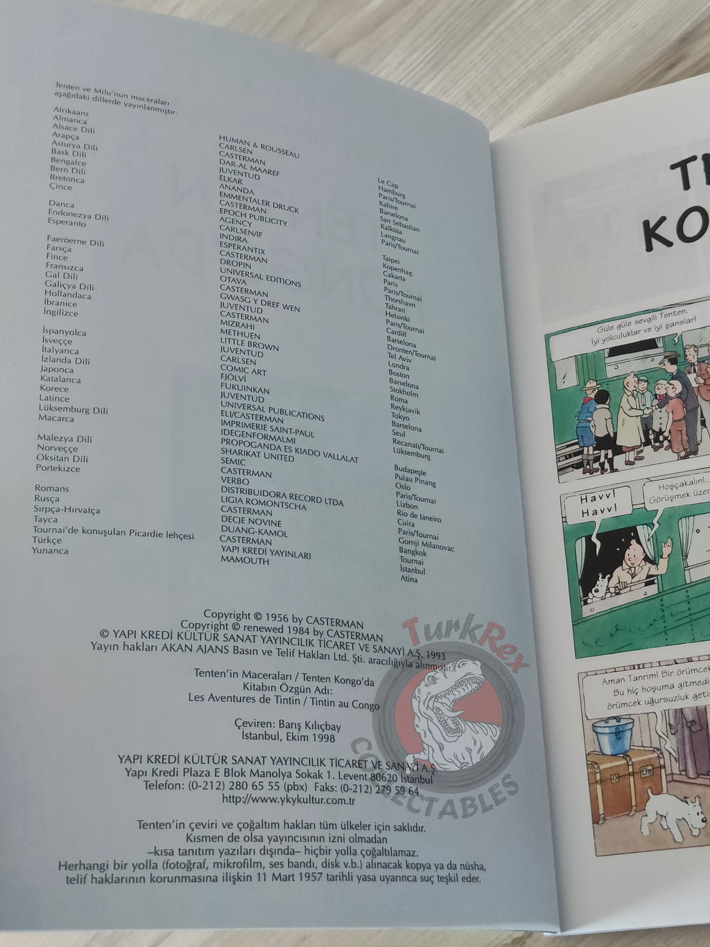Tintin – Tintin in the Congo 1998 Turkish Edition Comic Turkey 2nd YKY