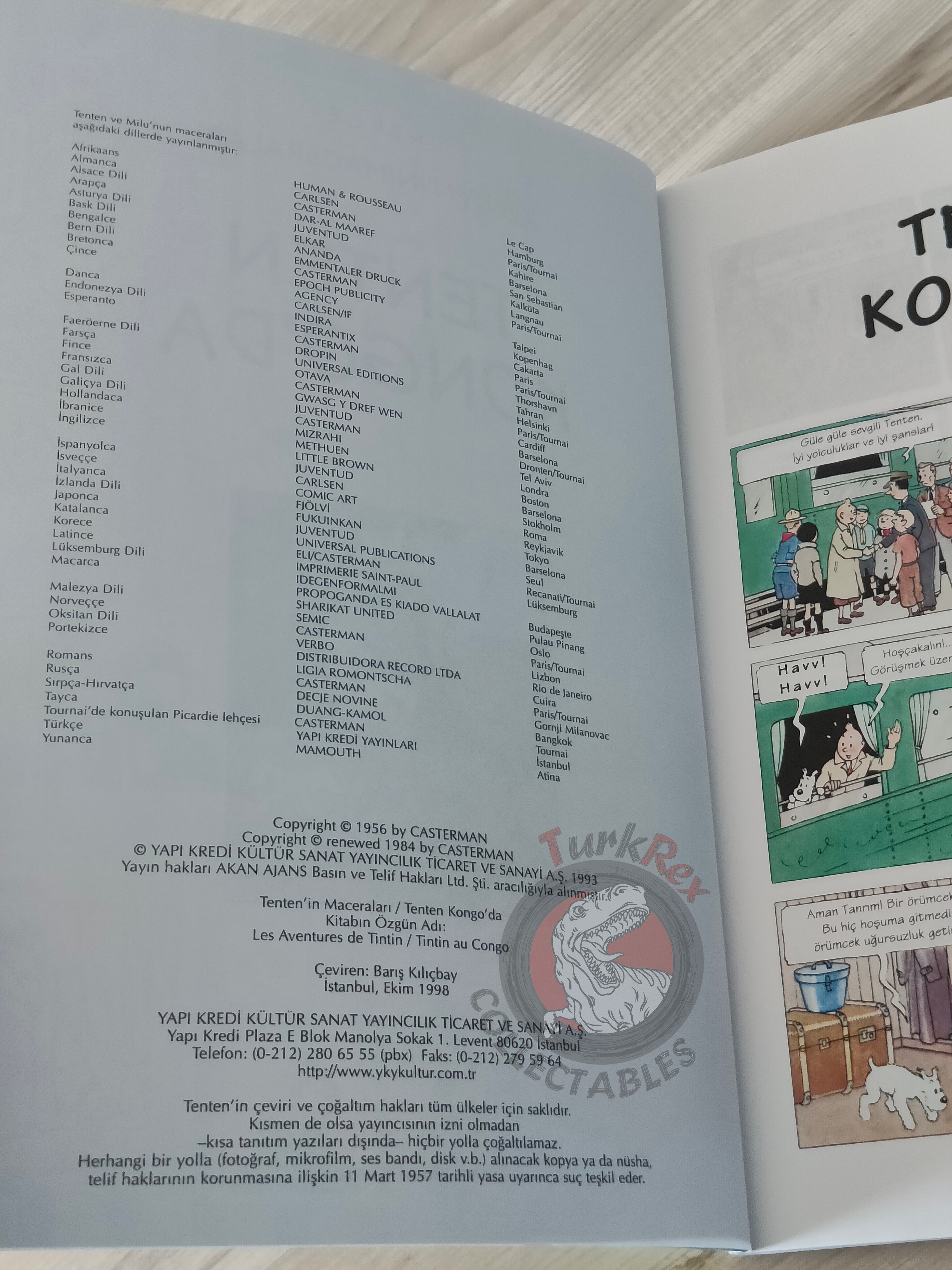 Tintin – Tintin in the Congo 1998 Turkish Edition Comic Turkey 2nd YKY