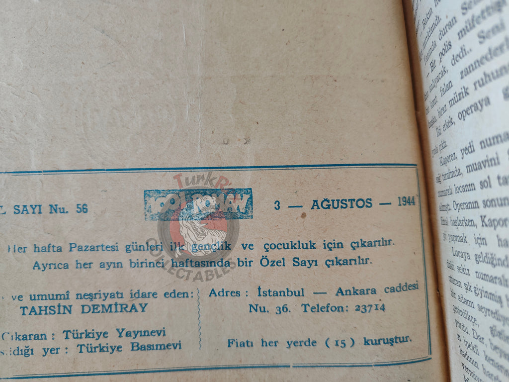 1001 Roman 1944 Adventures of the Journalist Turkish Comic Mag Turkey
