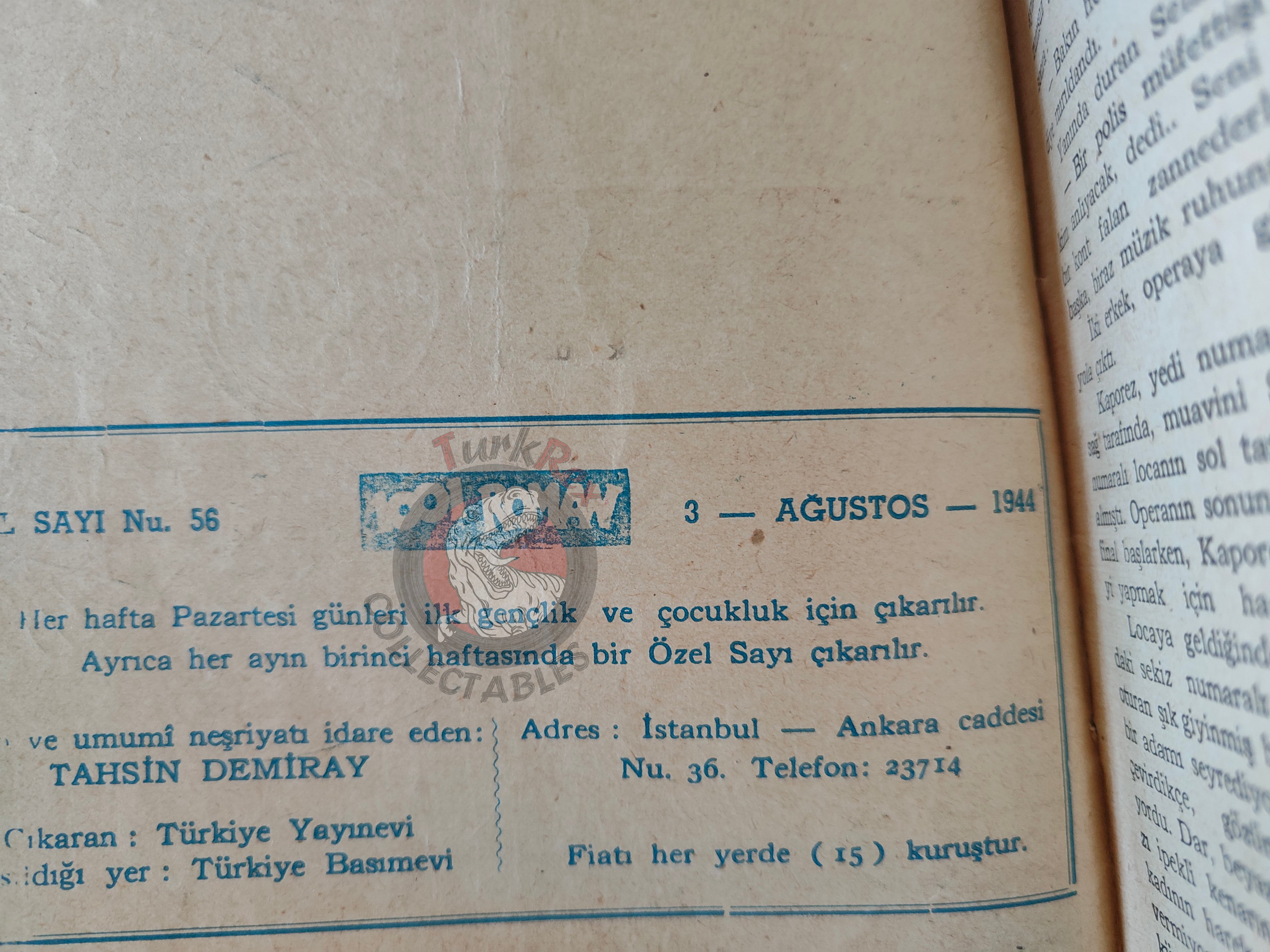 1001 Roman 1944 Adventures of the Journalist Turkish Comic Mag Turkey
