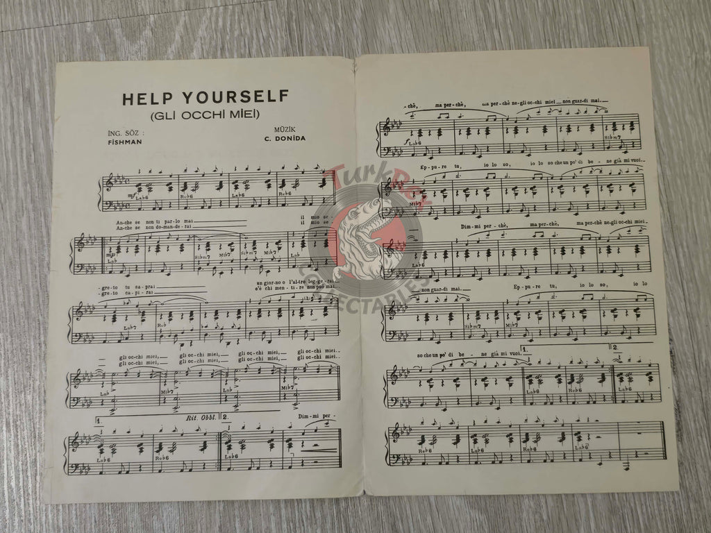 Tom Jones – Help Yourself Turkish Vintage Musical Notes Sheet Turkey
