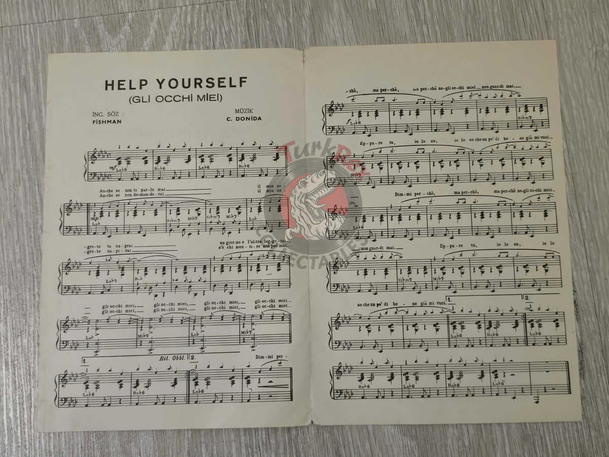 Tom Jones – Help Yourself Turkish Vintage Musical Notes Sheet Turkey