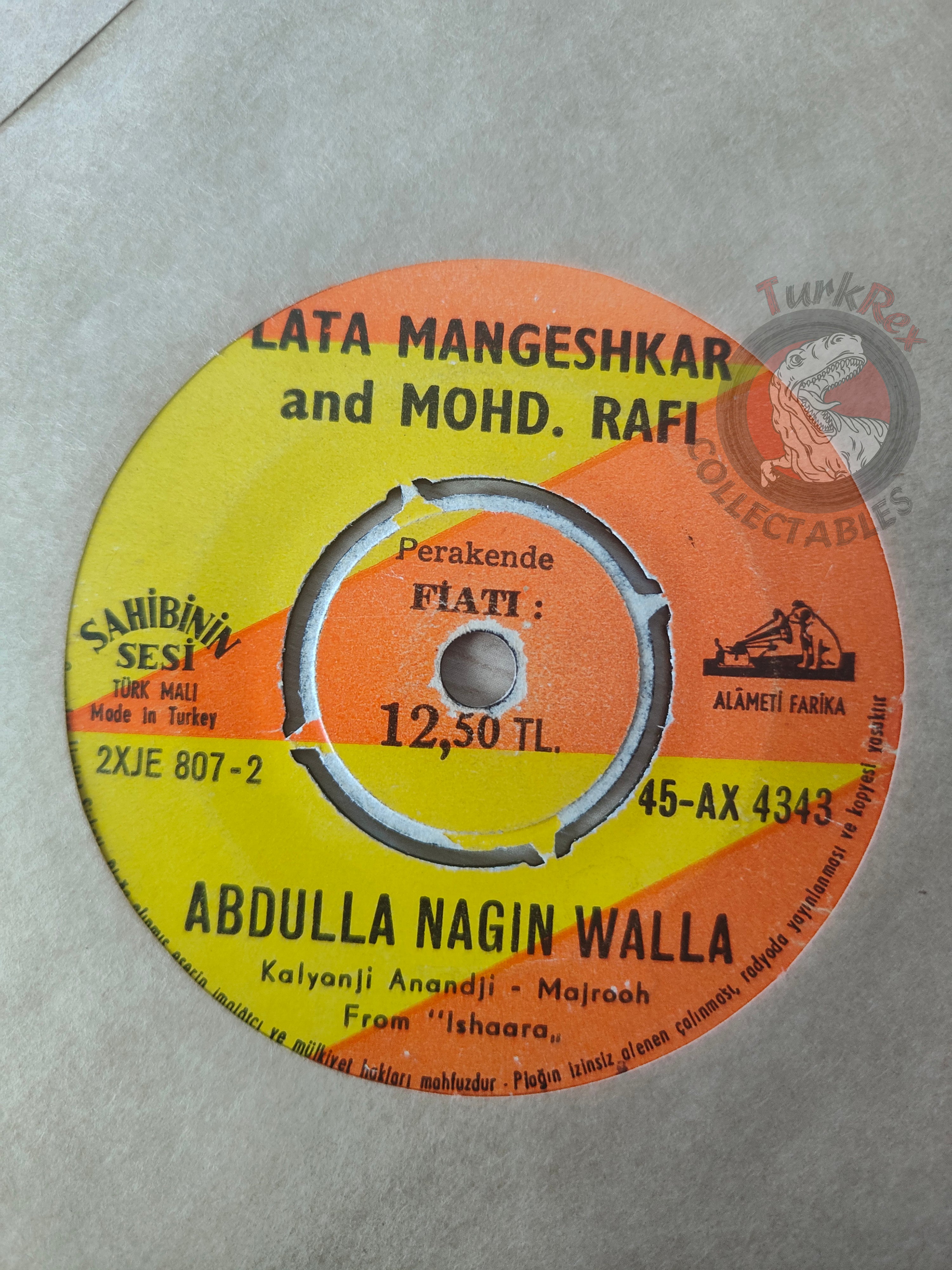 Lata Mangeshkar & Mohd. Rafi / Mukesh – Abdulla Nagin Walla 7" Turkish Pressing Vinyl Turkey Edition