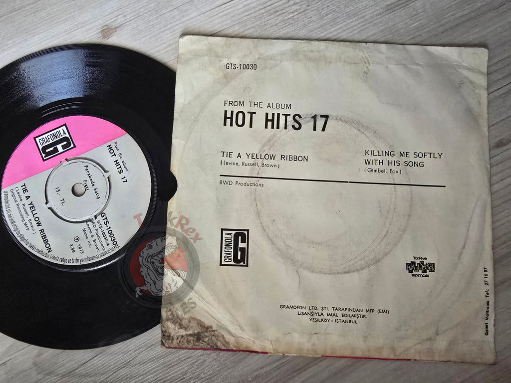 From The Album Hot Hits 17 - Tie A Yellow Ribbon 7" Turkish Pressing Vinyl Turkey Edition