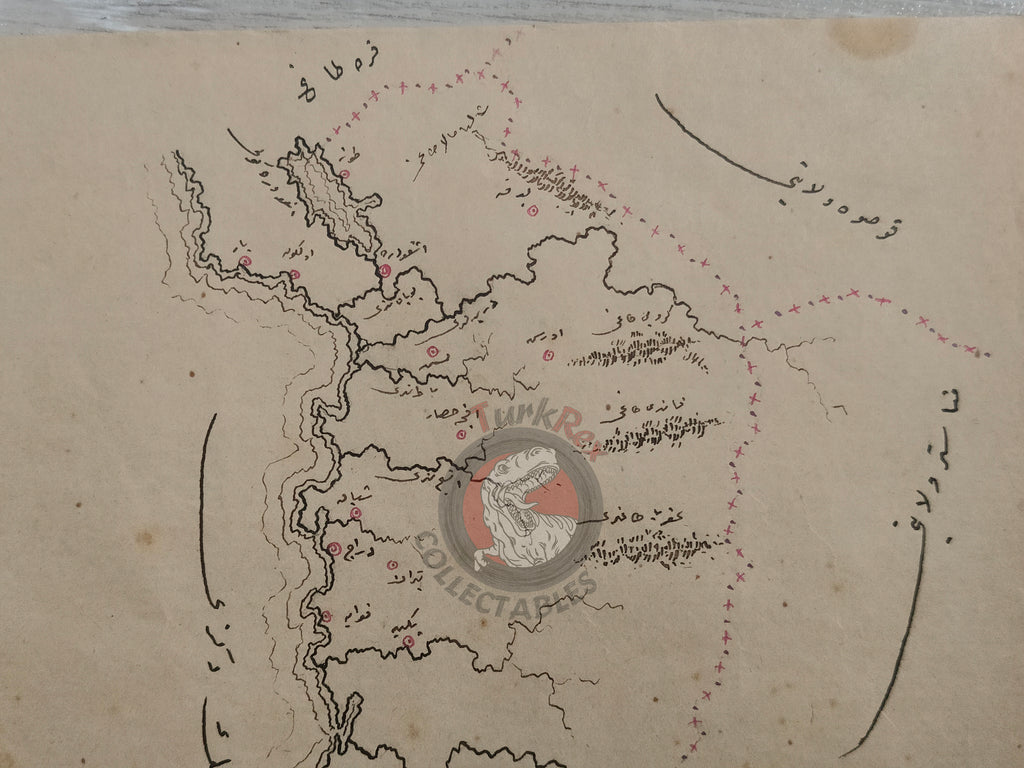 Ottoman Empire Hand-Drawn Map Eastern Scutari Vilayet 1890s Manuscript Albania