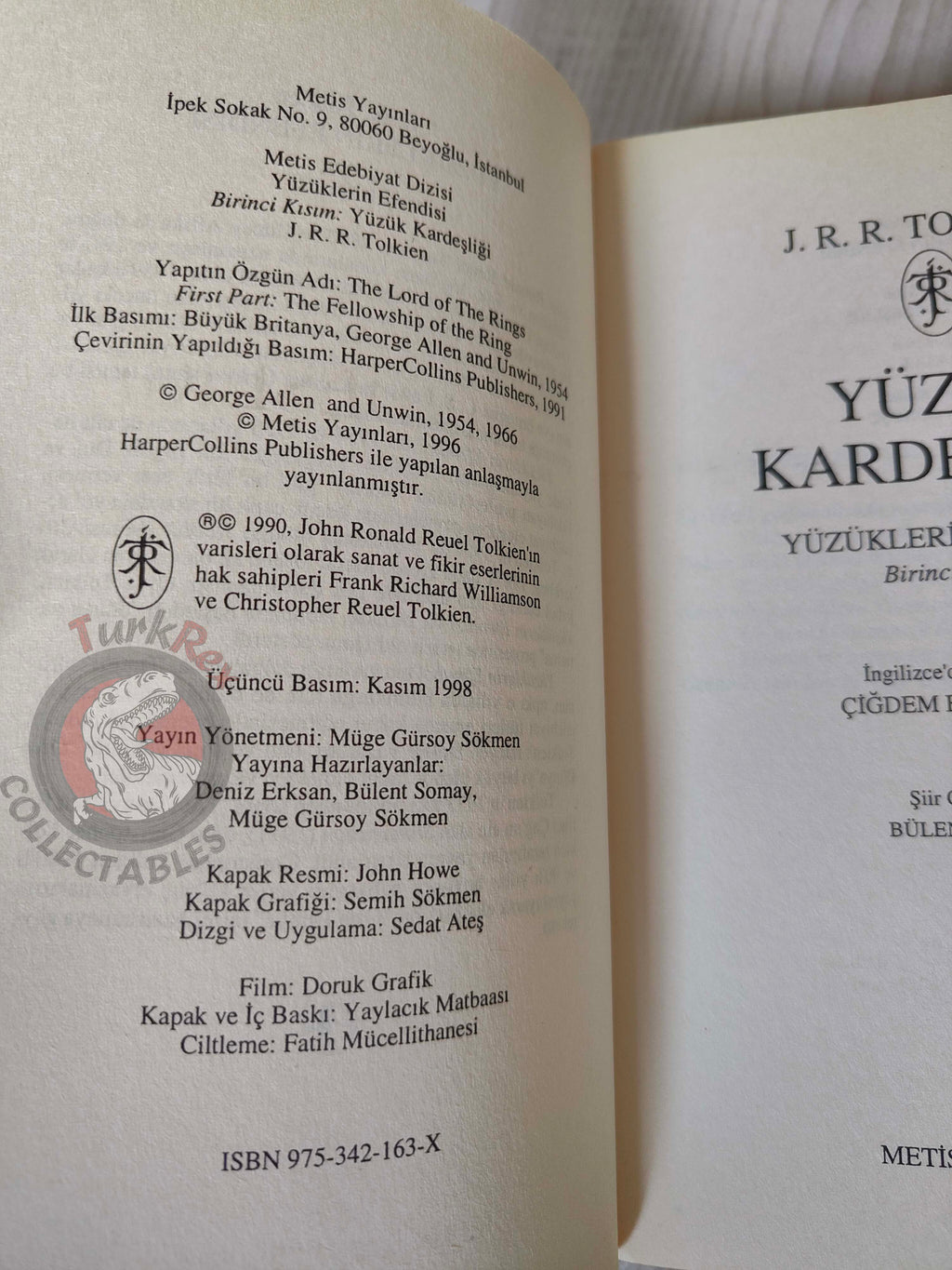 J.R.R. Tolkien – The Lord of the Rings: The Fellowship of the Ring Turkish Book Turkey
