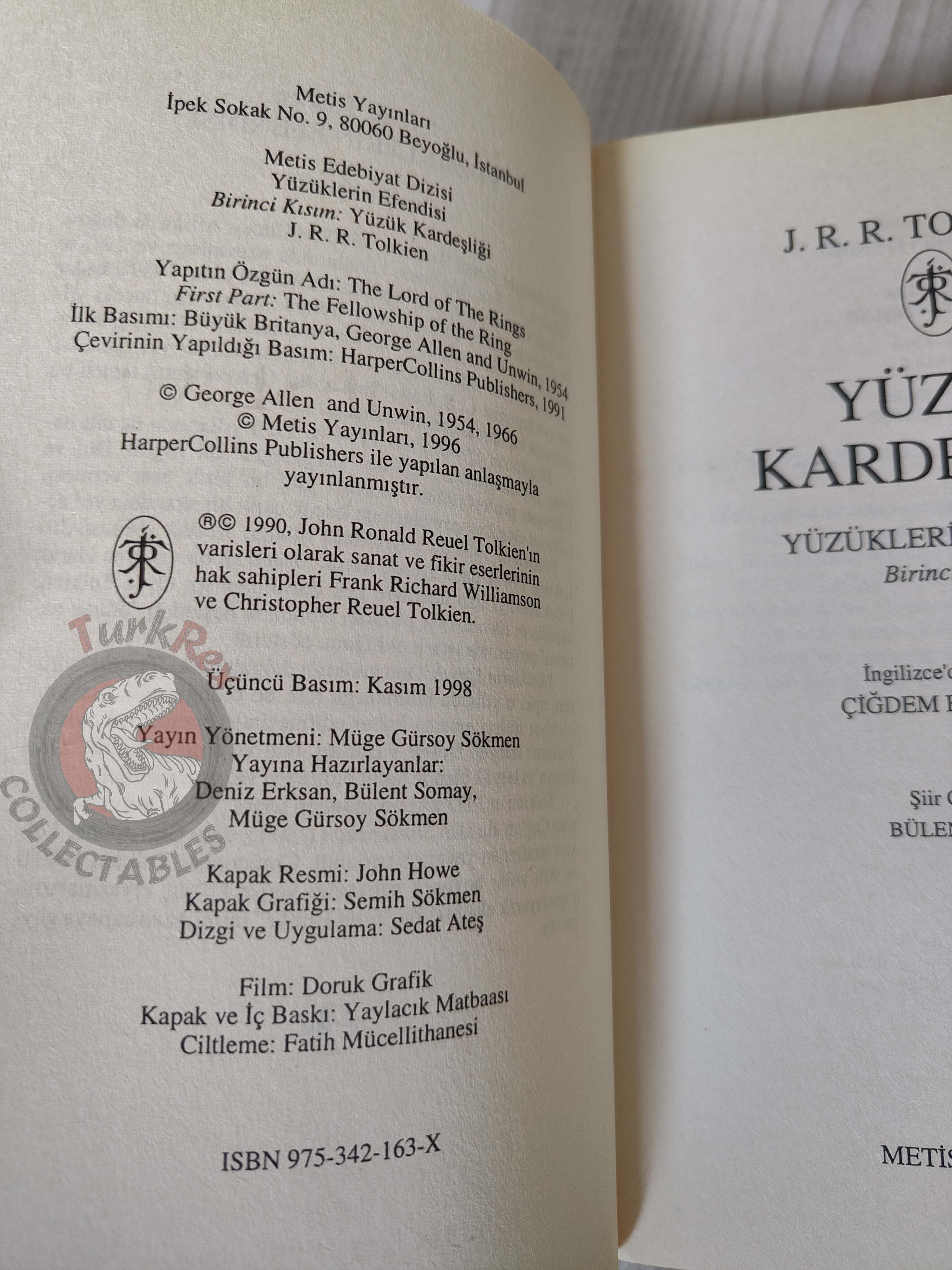 J.R.R. Tolkien – The Lord of the Rings: The Fellowship of the Ring Turkish Book Turkey
