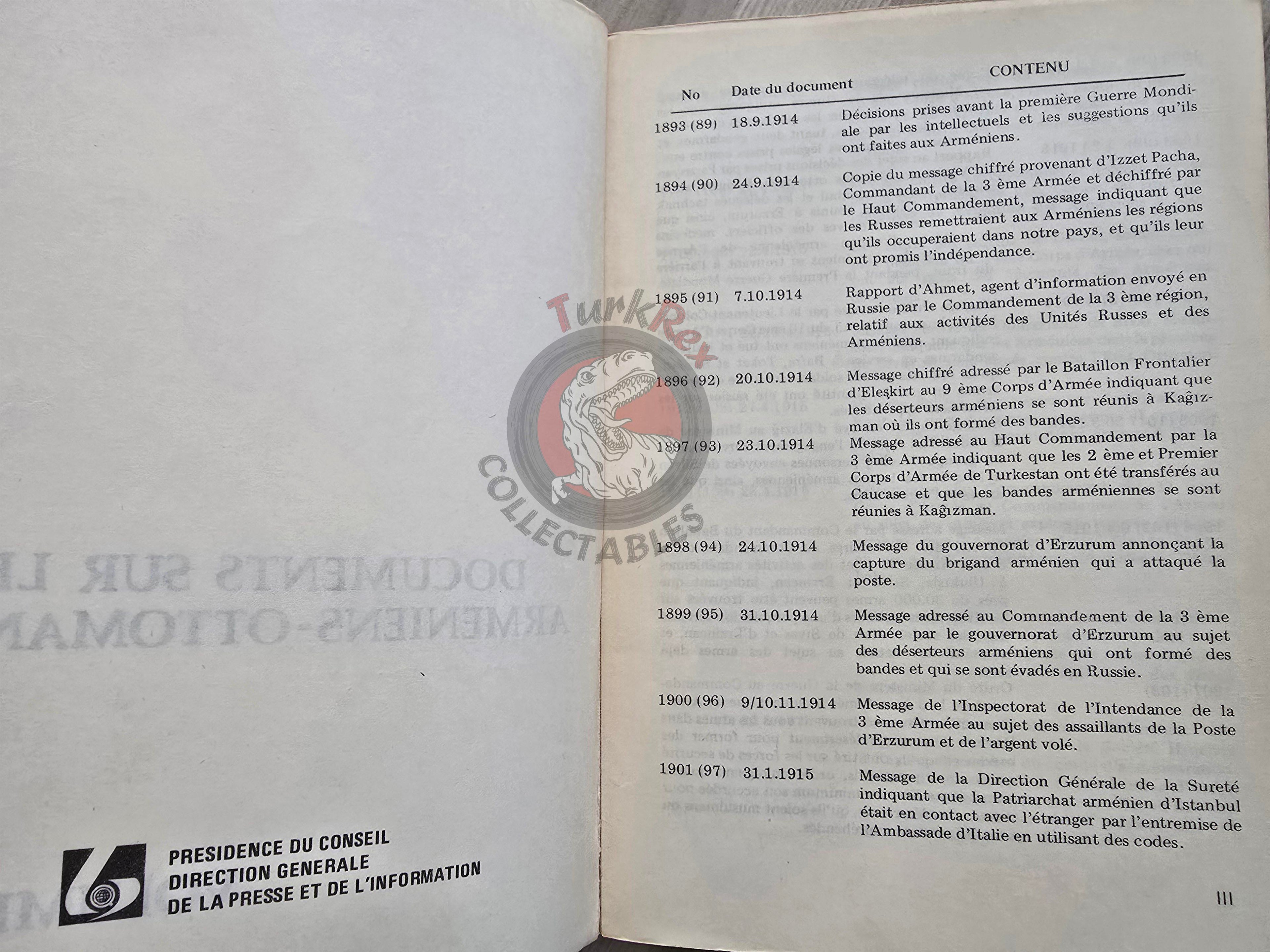 Documents on the Ottoman Armenians 1983 French Book Turkey Armenia Armenian