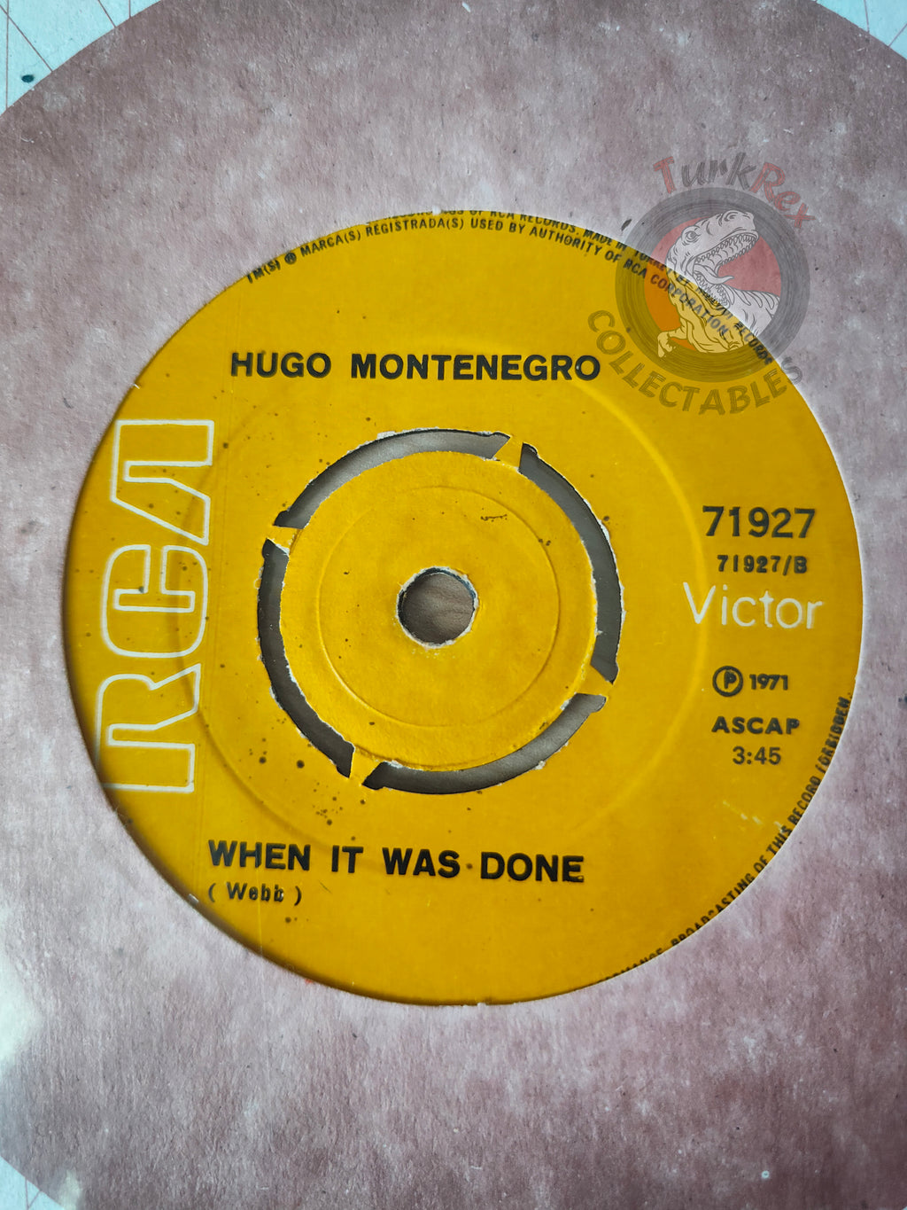 Hugo Montenegro Orchestra – Raindrops Keep Falling On My Head 7" Turkish Pressing Vinyl Turkey Edition