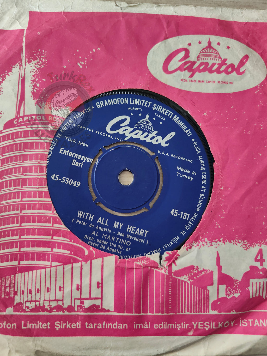 Al Martino – With All My Heart / Ramona 7" Turkish Pressing Vinyl Turkey Edition