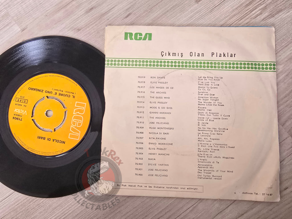 Nicola Di Bari – Il Cuore Ѐ Uno Zingaro 7" Turkish Pressing Vinyl Turkey Edition Sanremo