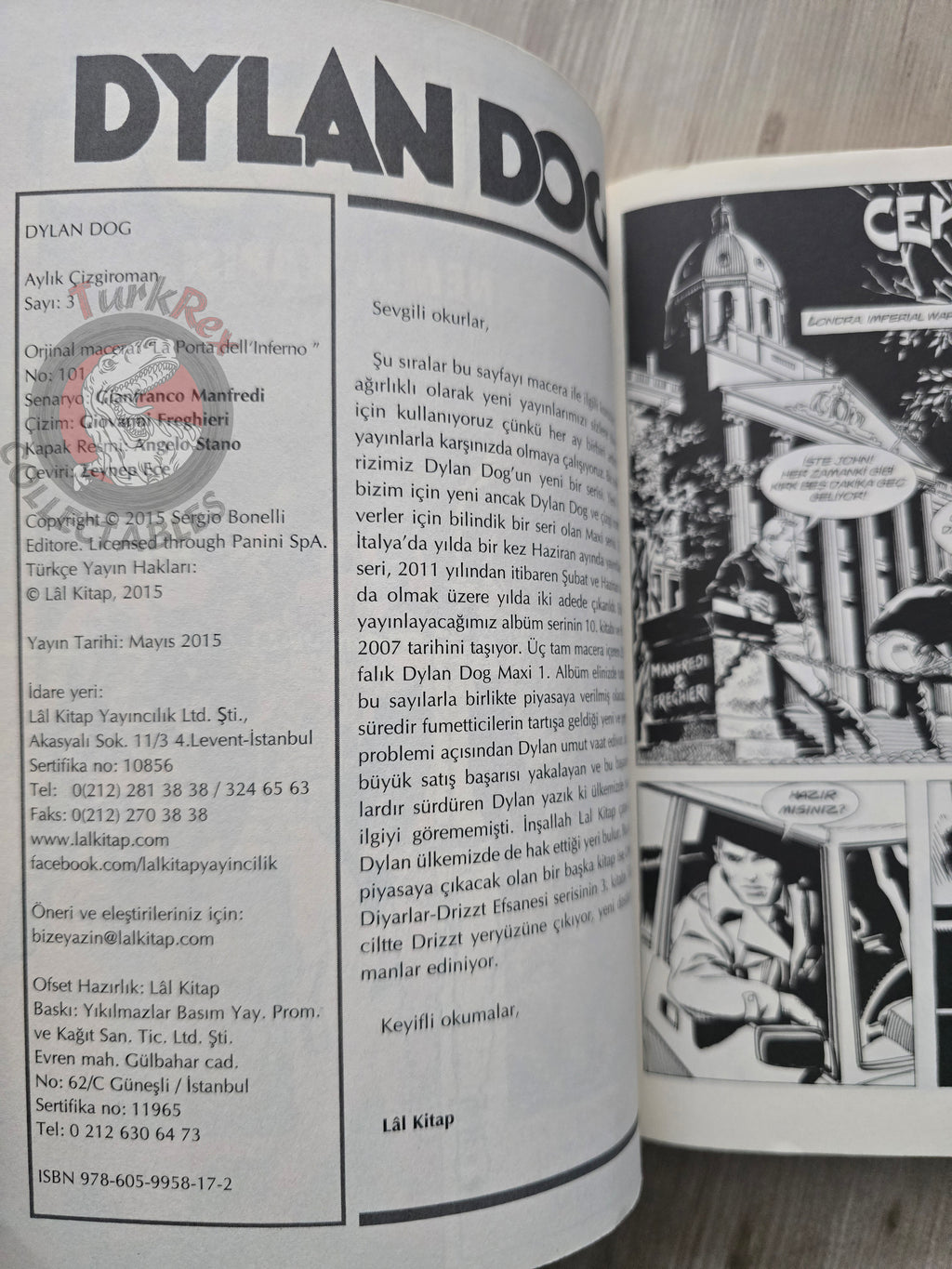 Dylan Dog #3 2015 Turkish Comic Turkey #101 La porta dell’Inferno