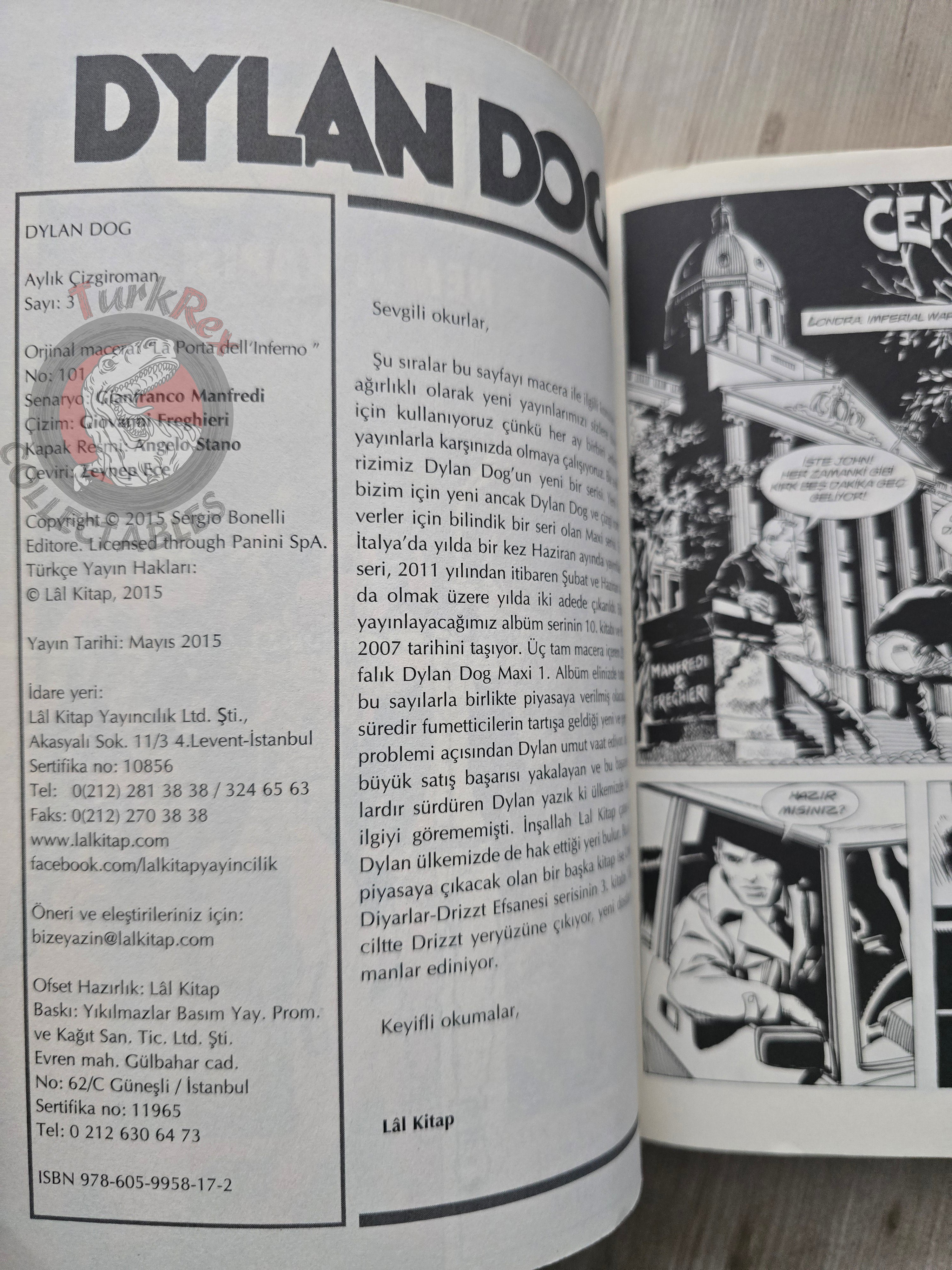 Dylan Dog #3 2015 Turkish Comic Turkey #101 La porta dell’Inferno