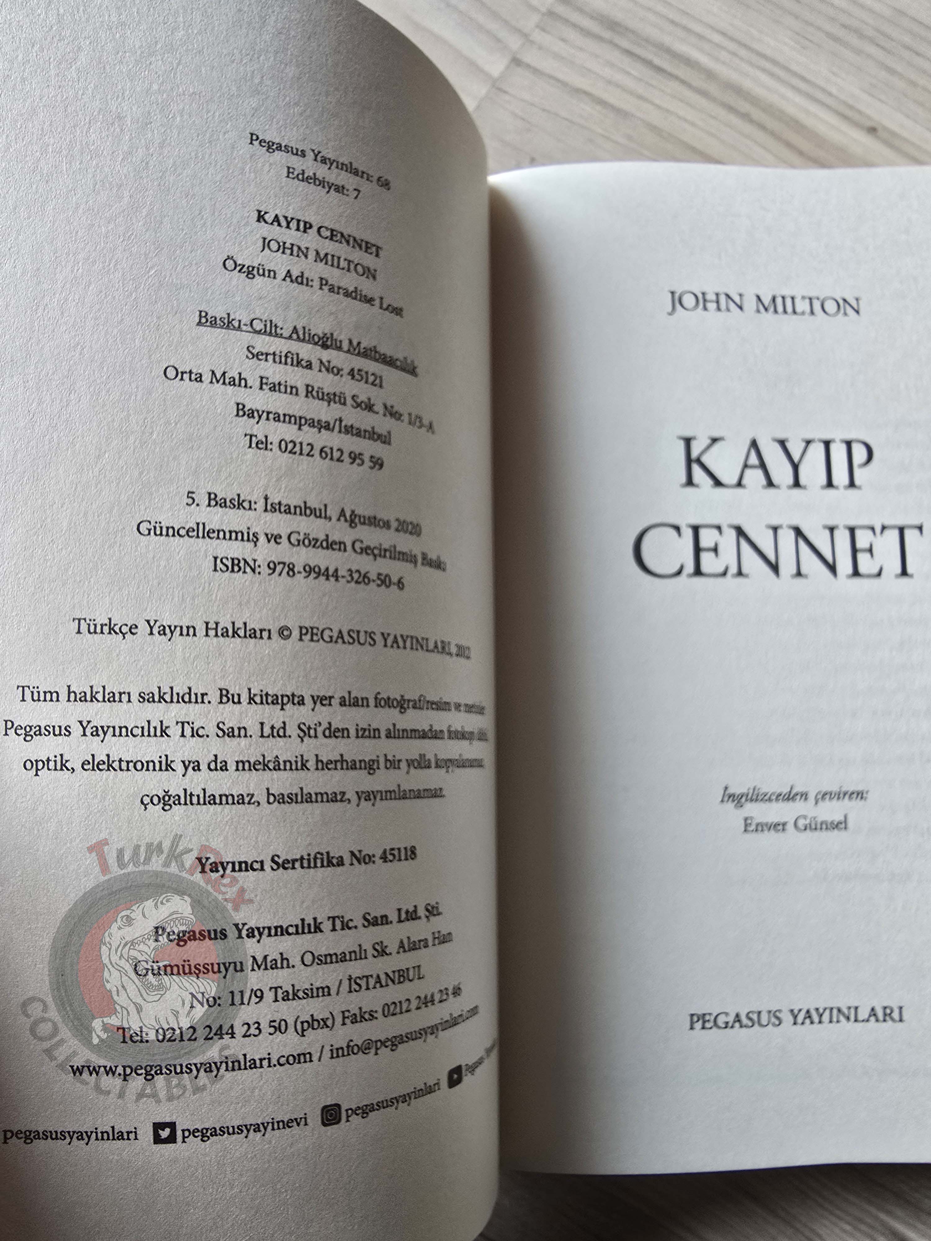 John Milton – Paradise Lost 2020 Turkish Book Turkey