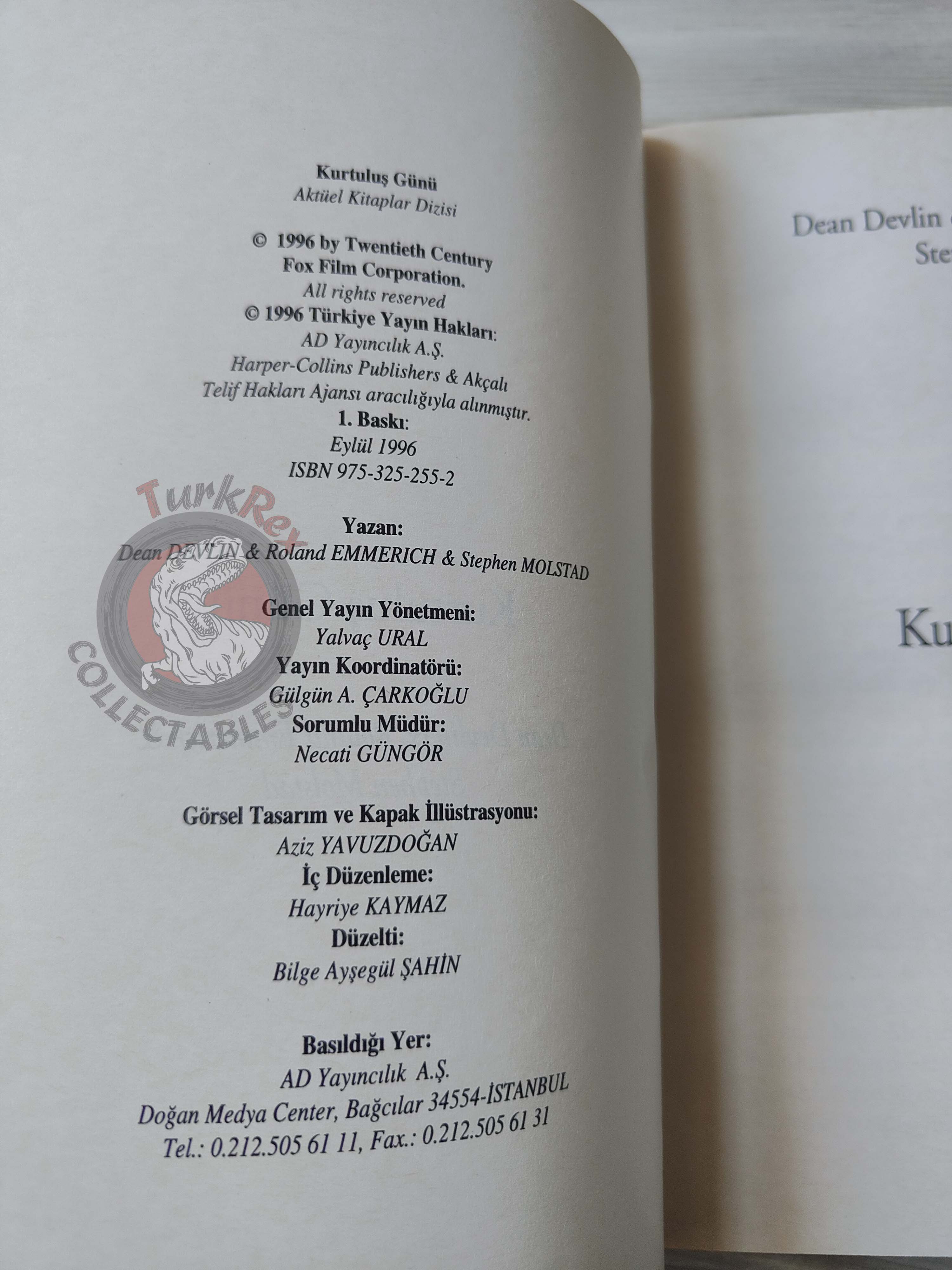 Dean Devlin – Independence Day 1996 1st Turkish Book Turkey