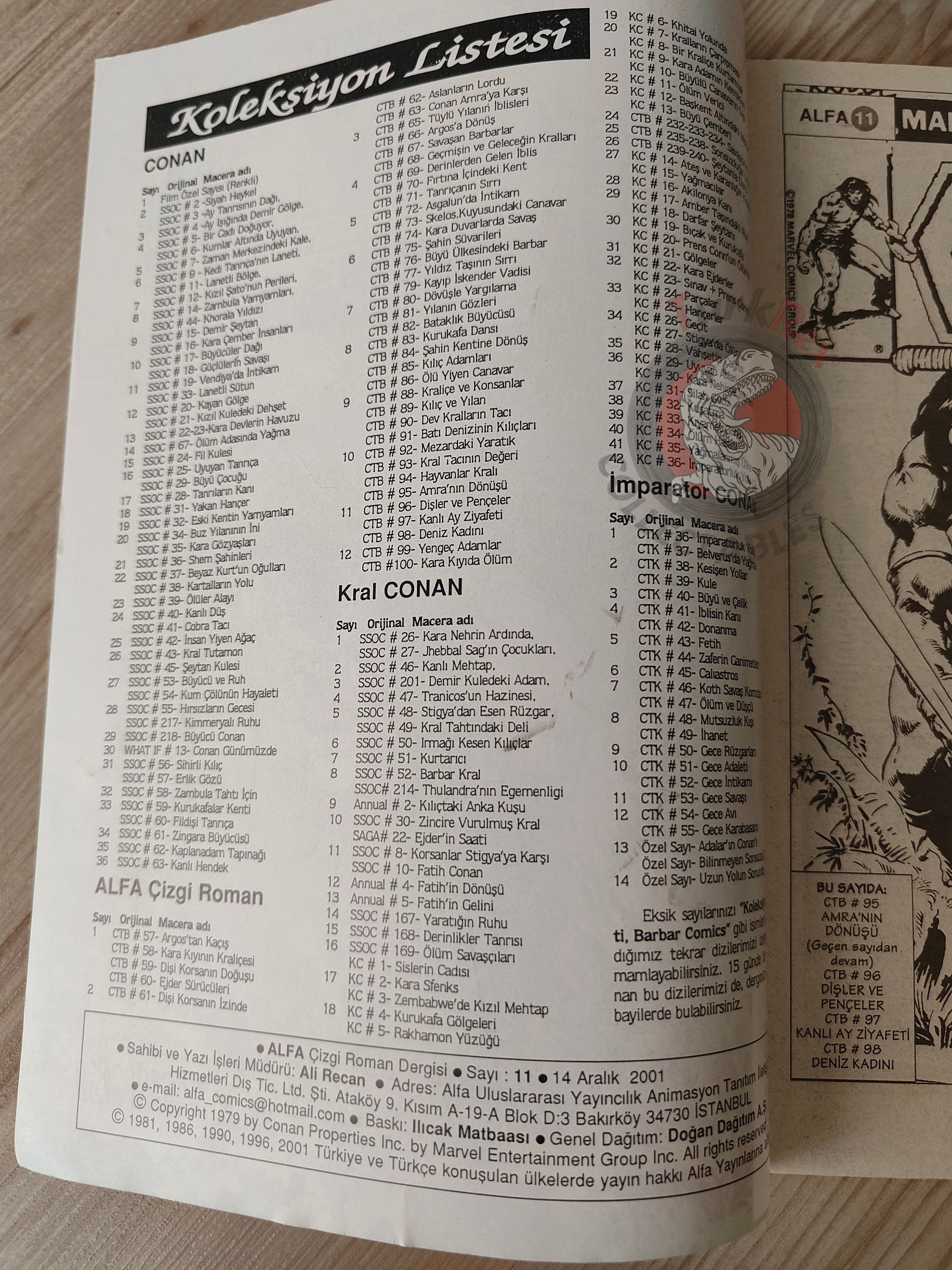 Conan The Barbarian #11 2001 Turkish Comic Turkey #96 #97 #98