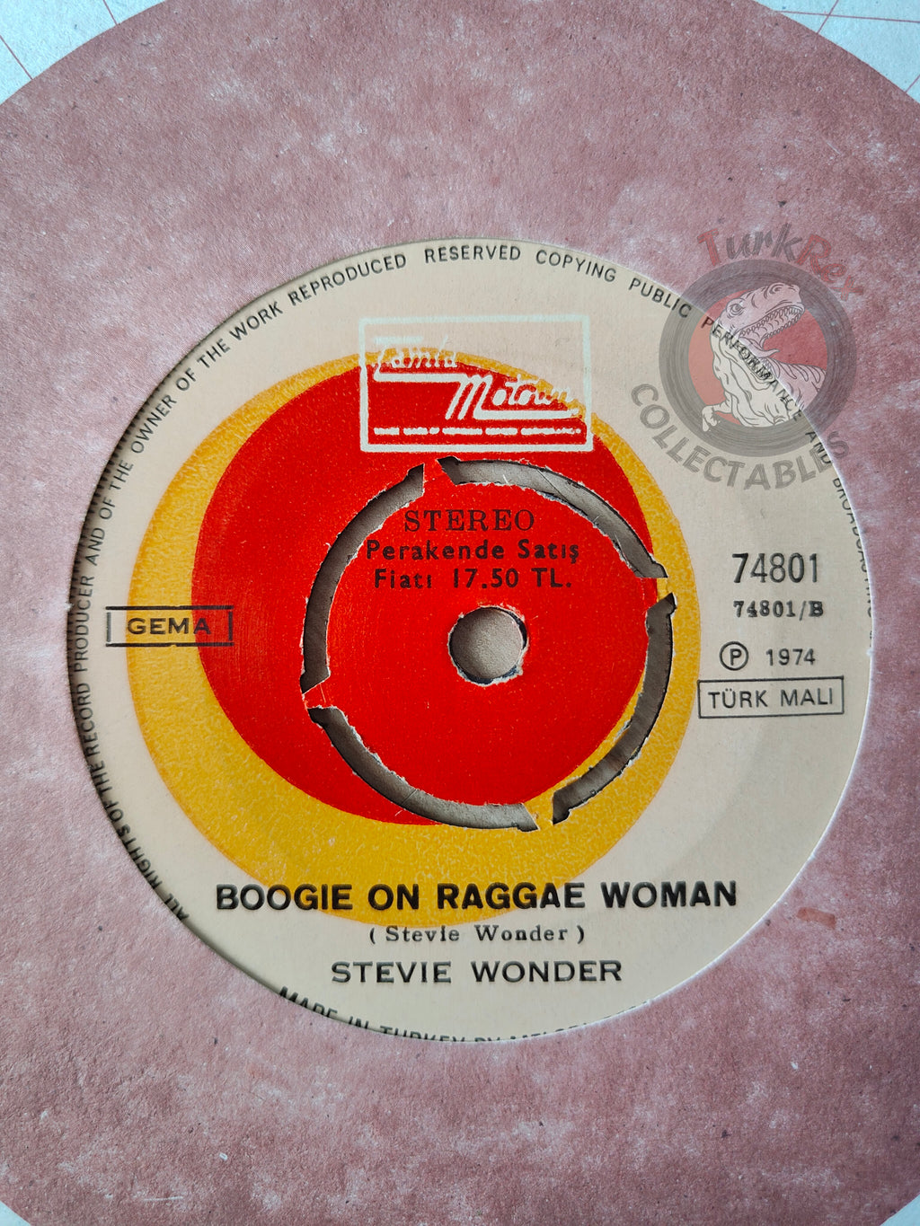 Stevie Wonder – Boogie On Raggae Woman 7" Turkish Pressing Vinyl Turkey Edition