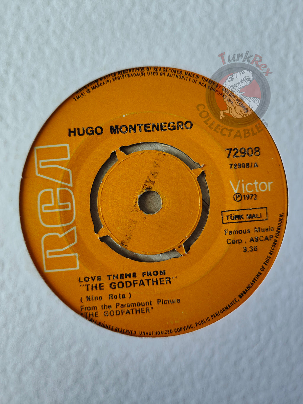 Hugo Montenegro Orchestra – Love Theme From "The Godfather" 7" Turkish Pressing Vinyl Turkey Edition