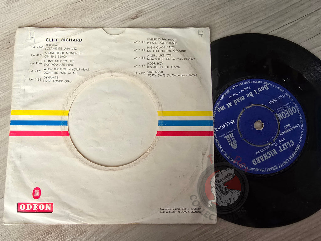 Cliff Richard – Don't Be Mad At Me 7" Turkish Pressing Vinyl Turkey Edition Shadows