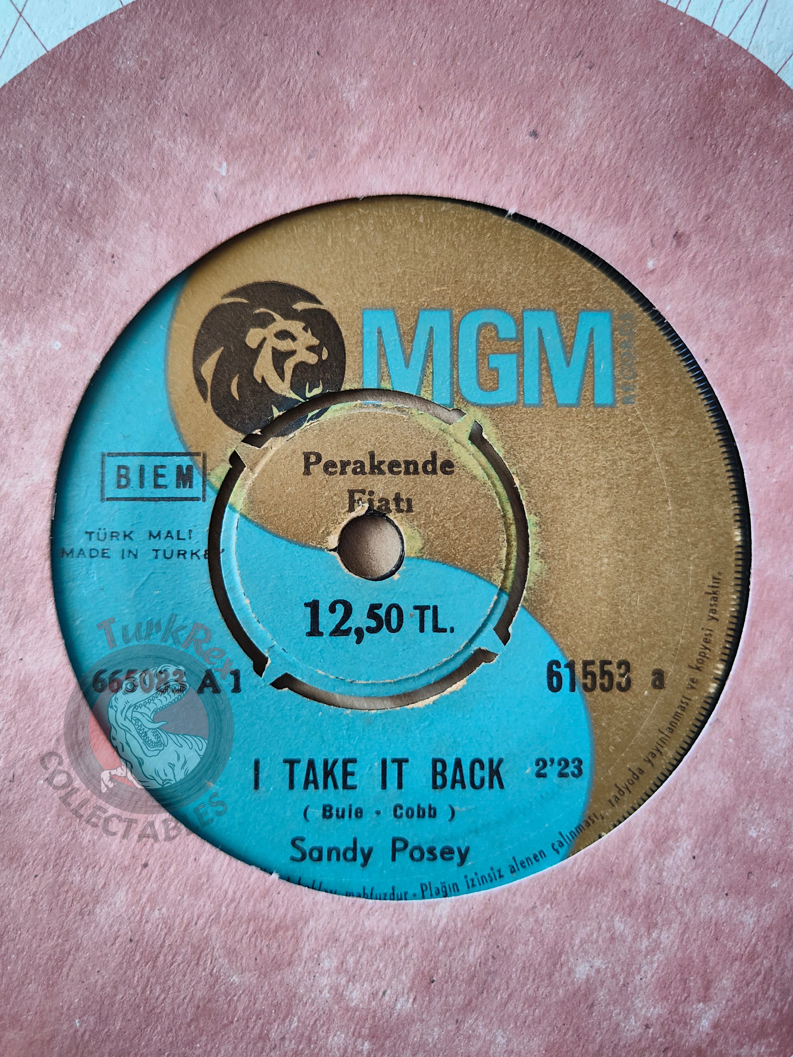 Sandy Posey – I Take It Back 7" Turkish Pressing Vinyl Turkey Edition
