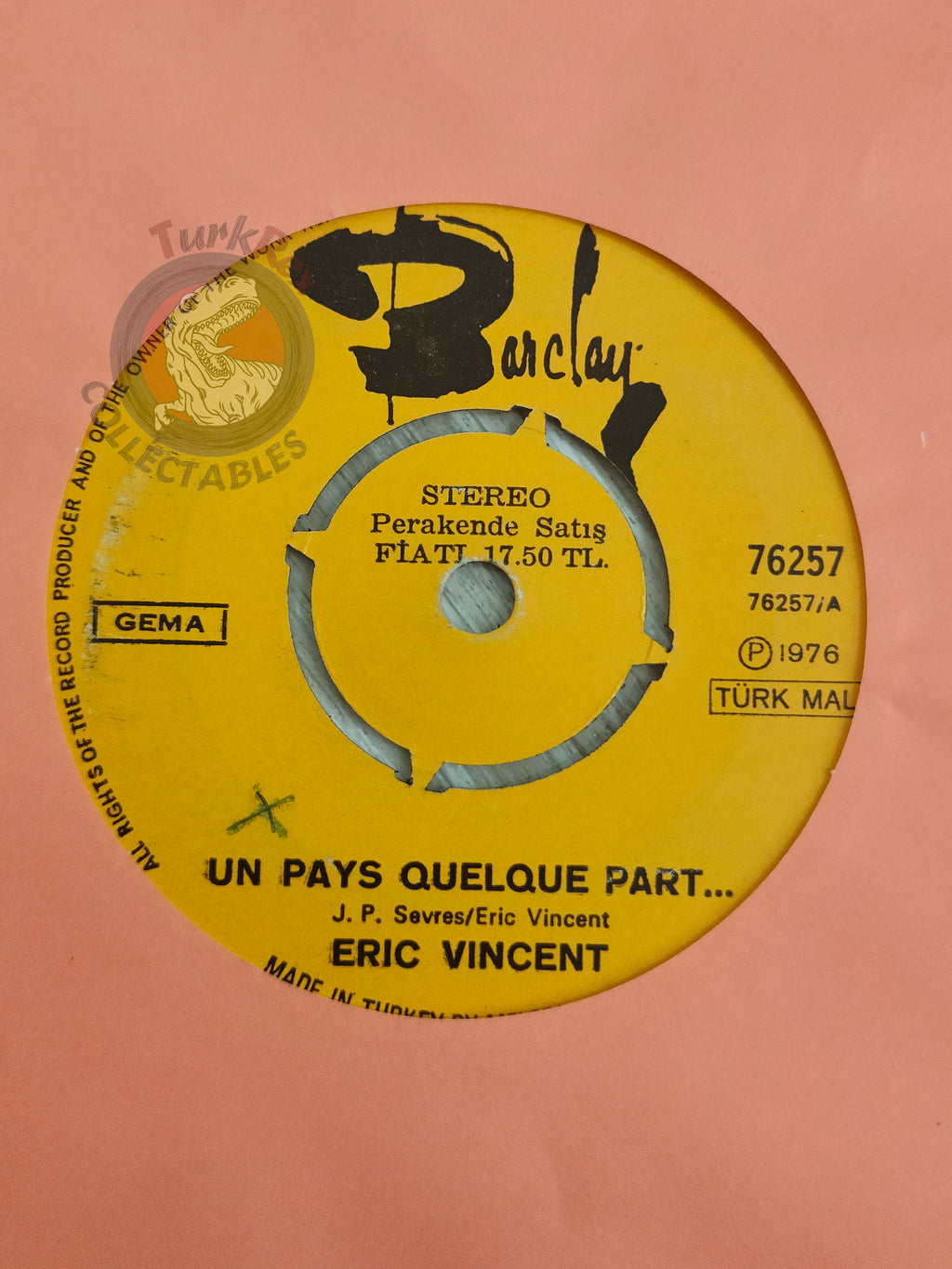 Eric Vincent – Un Pays Quelque Part... 7" Turkish Pressing Vinyl Turkey Edition