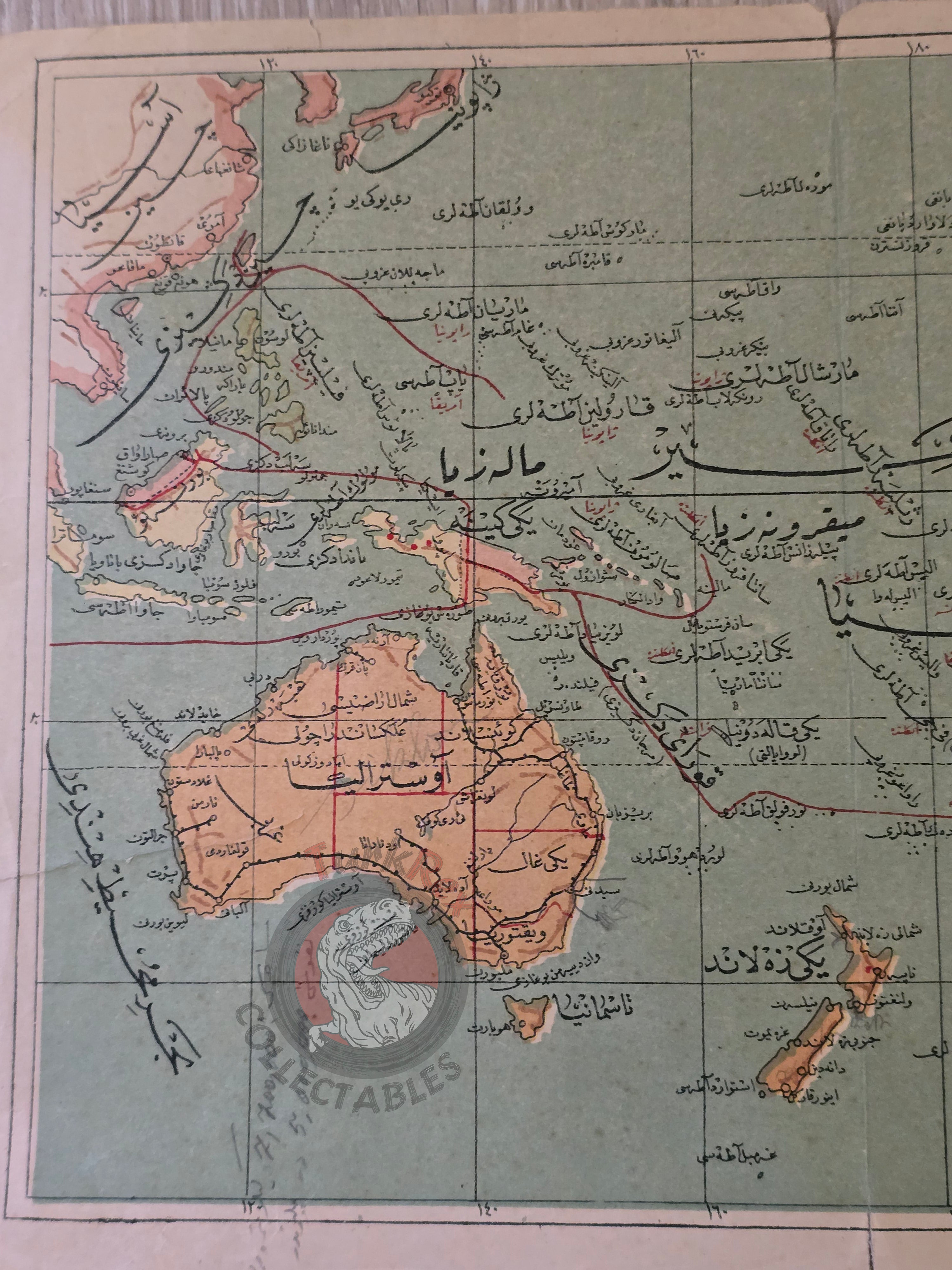 Australia Oceania 1927 Ottoman Atlas Map Ottoman Empire Indonesia New Zealand
