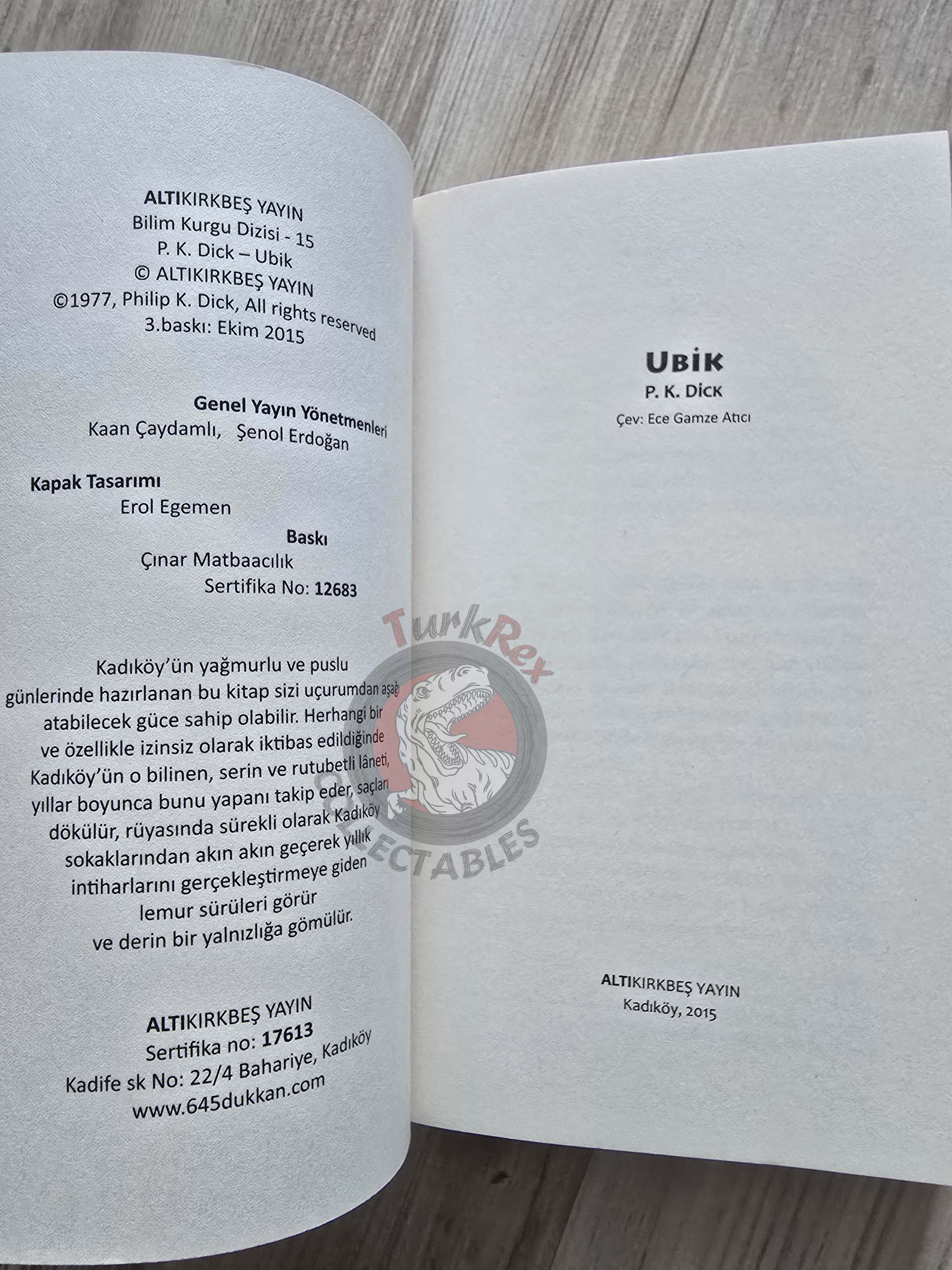Philip K. Dick – Ubik 2015 Turkish Book Turkey