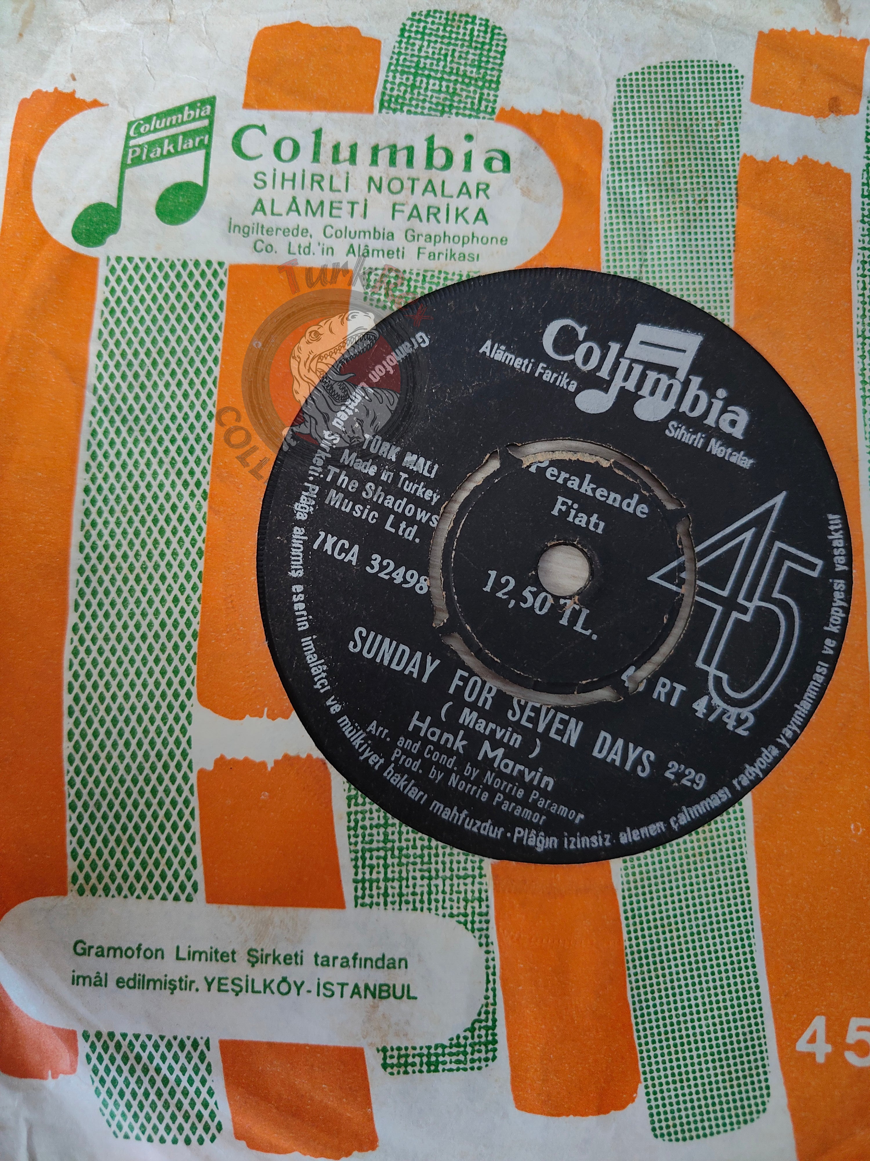 Hank Marvin – Sacha 7" Turkish Pressing Vinyl Turkey Edition