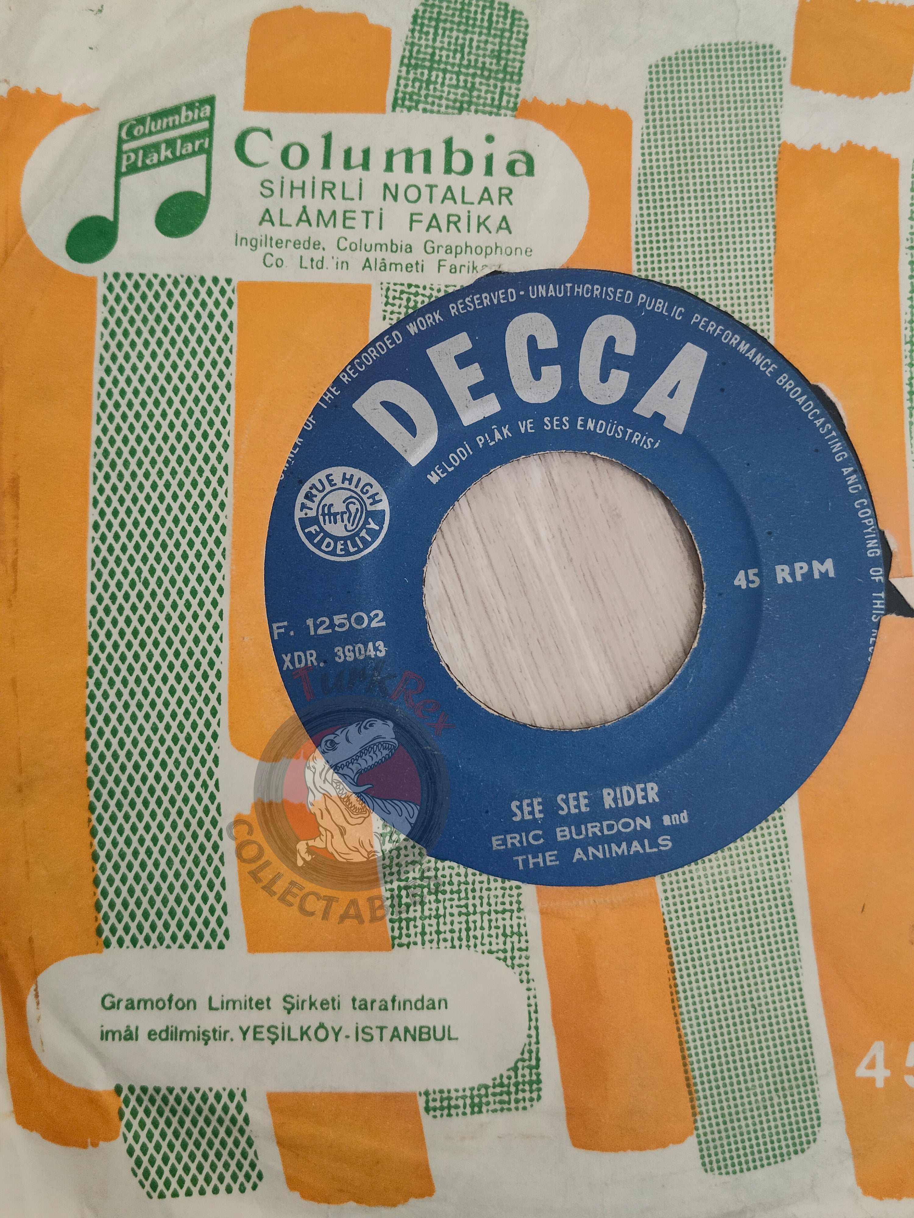 Eric Burdon & The Animals – See See Rider 7" Turkish Pressing Vinyl Turkey Edition 2