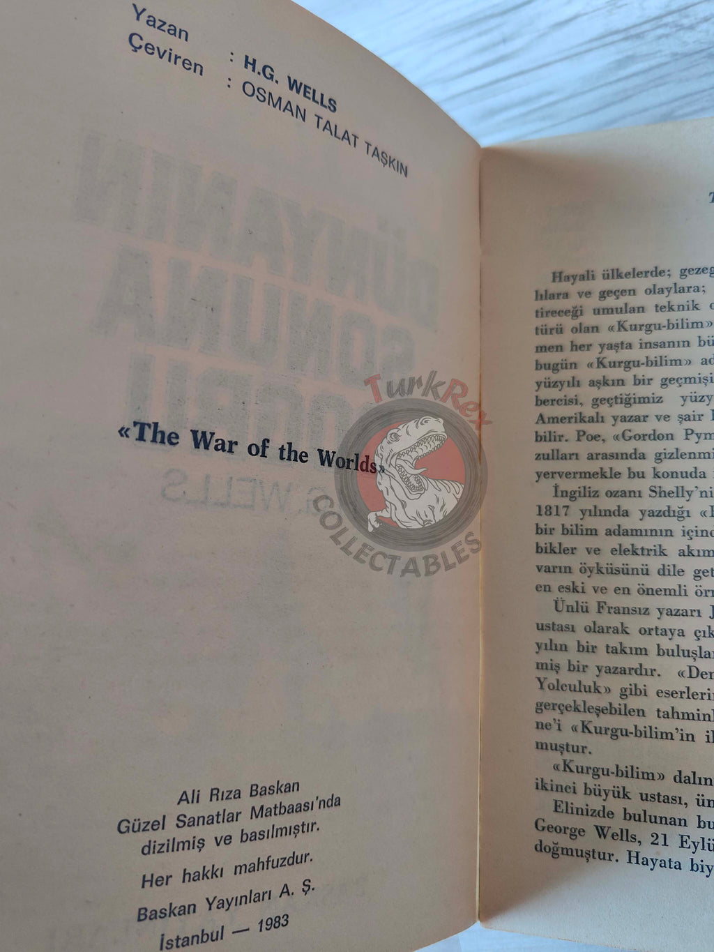 H. G. Wells – The War of the Worlds 1983 1st Turkish Book Turkey