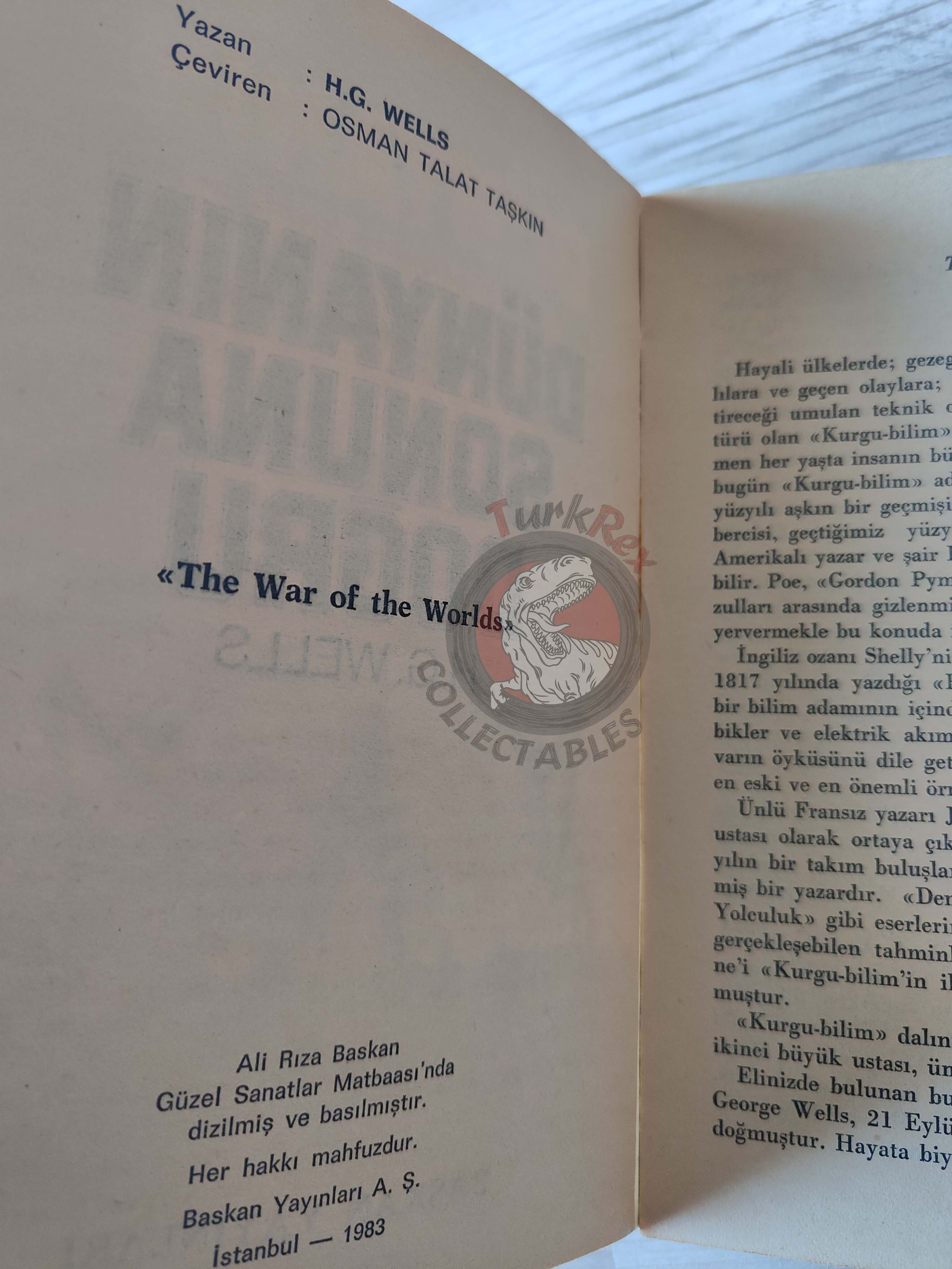 H. G. Wells – The War of the Worlds 1983 1st Turkish Book Turkey