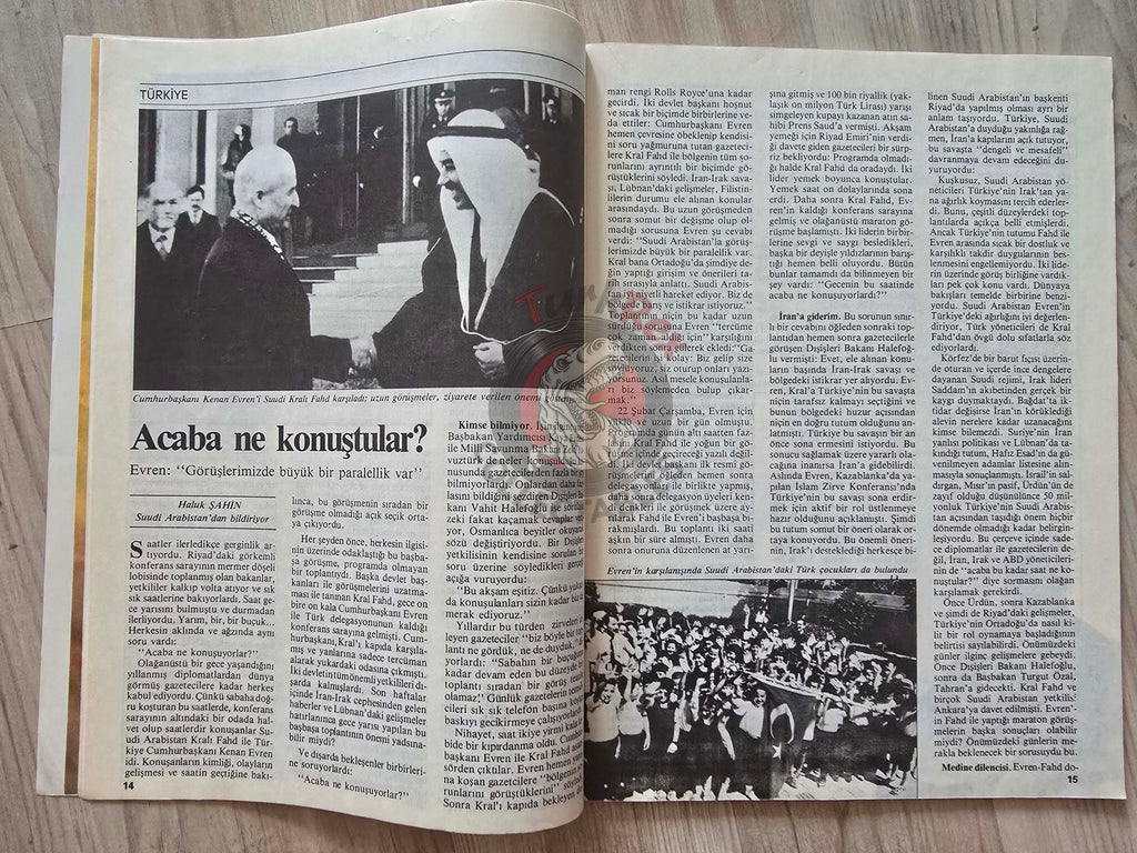 Nokta 1984 Kenan Evren’s visit to Saudi Arabia Turkish Magazine Turkey Fahd bin Abdulaziz Al Saud Lebanon