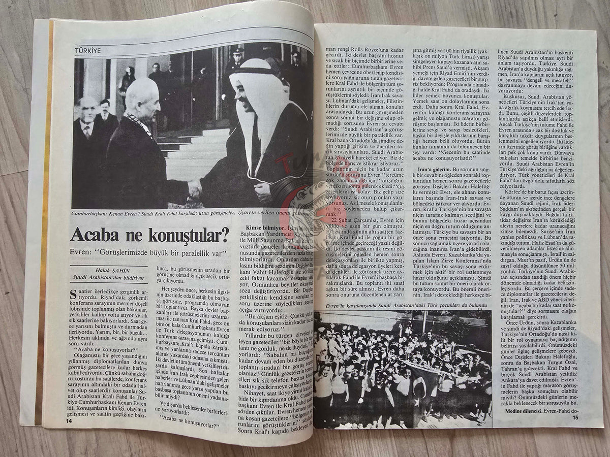 Nokta 1984 Kenan Evren’s visit to Saudi Arabia Turkish Magazine Turkey Fahd bin Abdulaziz Al Saud Lebanon