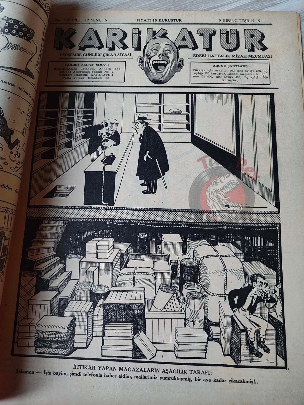 Karikatür 1941 Humor Magazine Turkish Turkey Russia United States Germany WW2 era Churchill