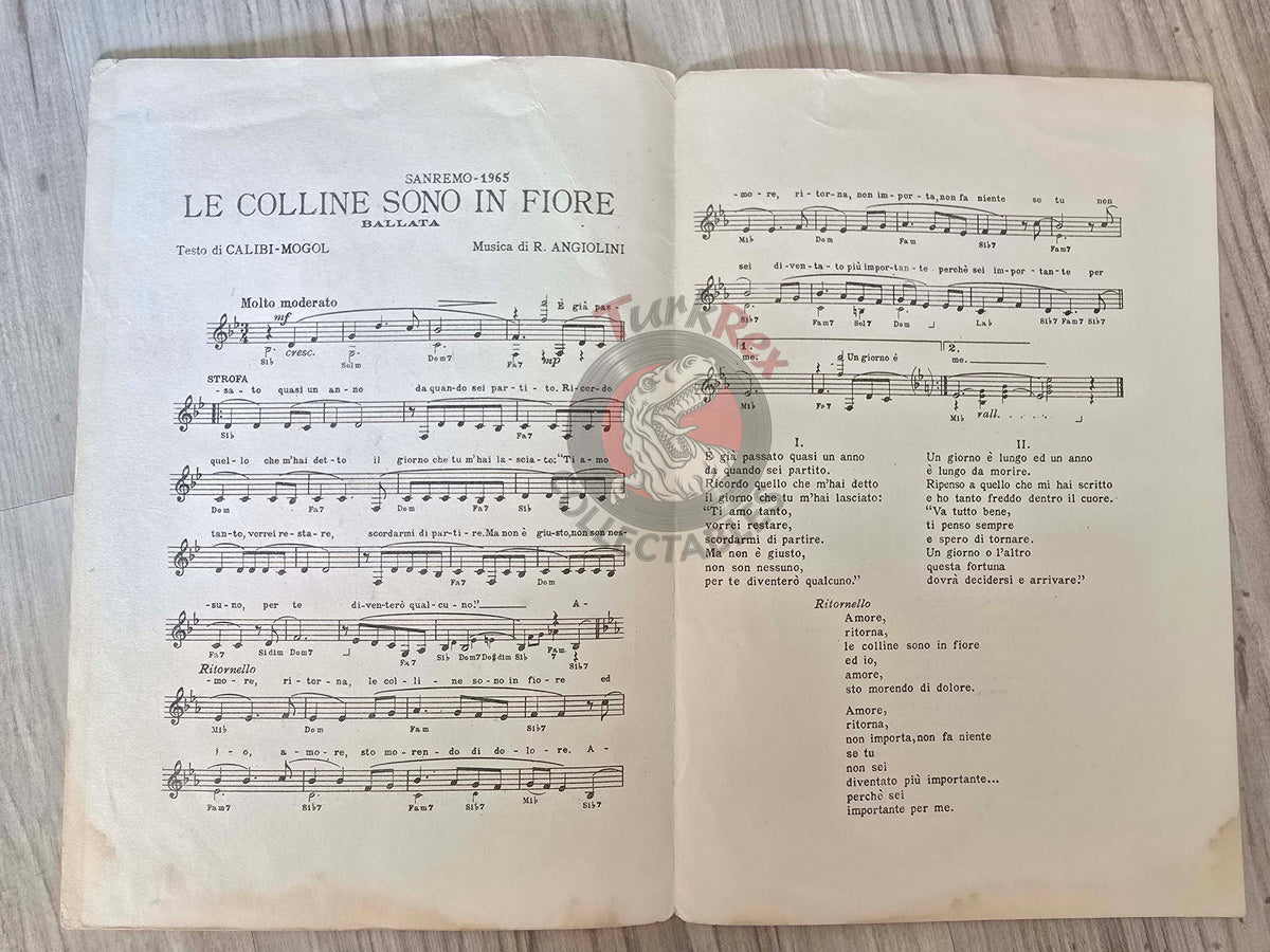 Wilma Goich – Le Colline Sono in Fiore Turkish Vintage Musical Notes Sheet Turkey Sanremo