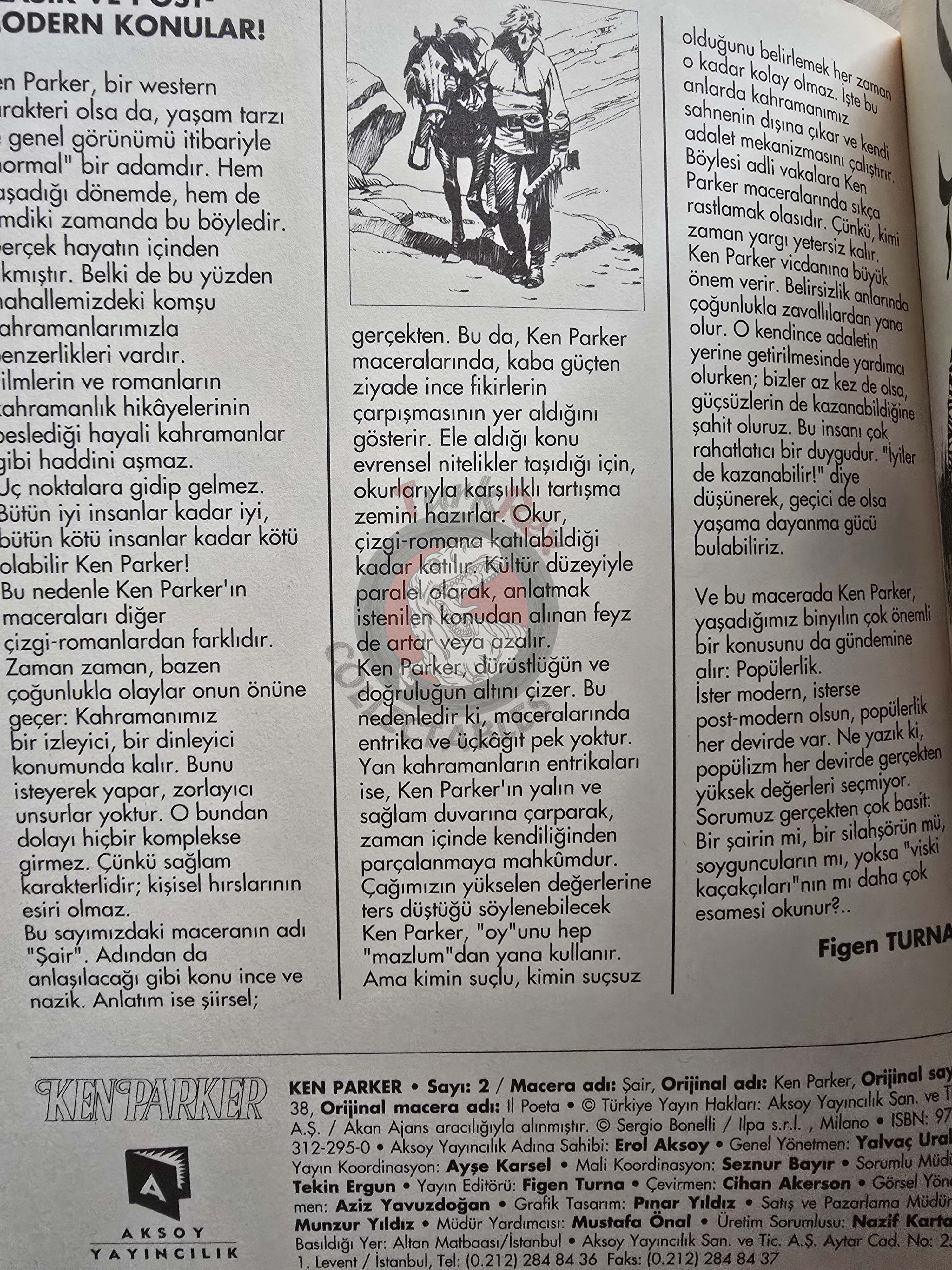 Ken Parker #2 1999 Il Poeta  #38 Turkish Comic Turkey