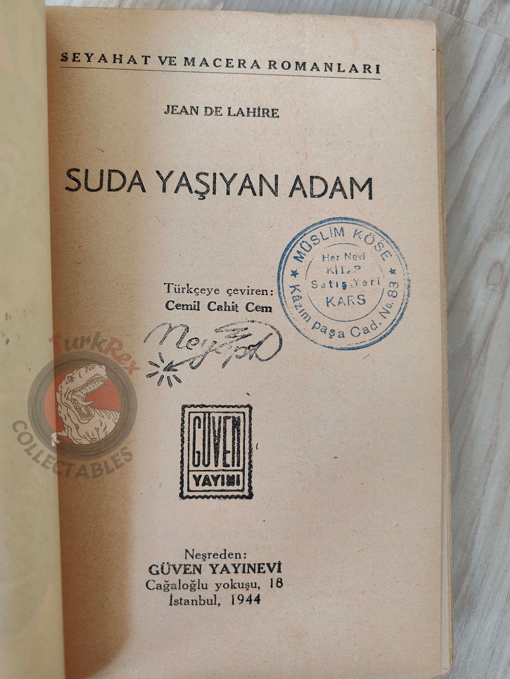 Jean de La Hire  – The Man Who Could Live Underwater 1944 1st Turkish Book Turkey